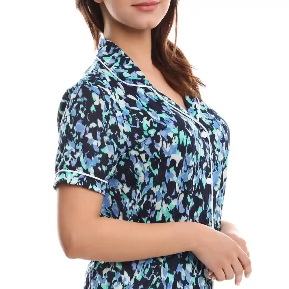 Elegant Womens Night shirt half sleeves Pajama Set - Safqqa Egypt