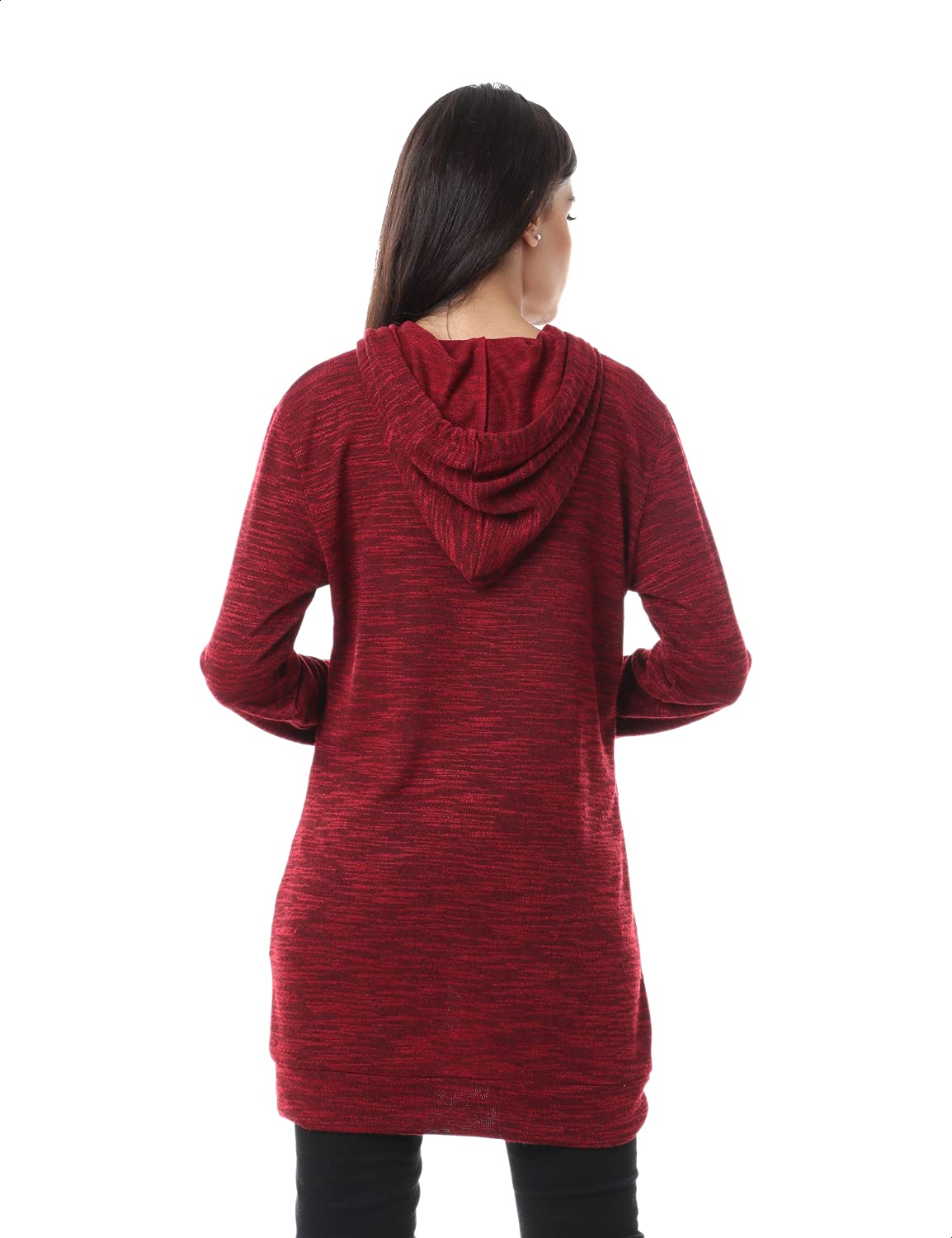 Jamila Women Heather Kangaroo Pockets Drawstring Hoodie