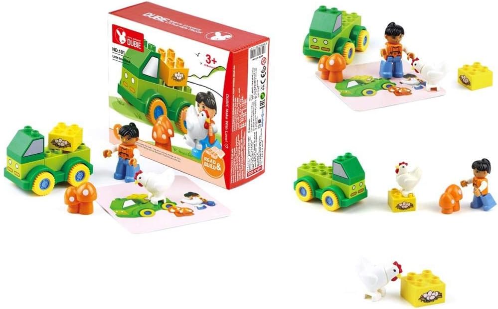 BrickLand Large Brick Building Set, 11PCS - Cute Little Hen Truck Toy Set (Green) | Item No. 101