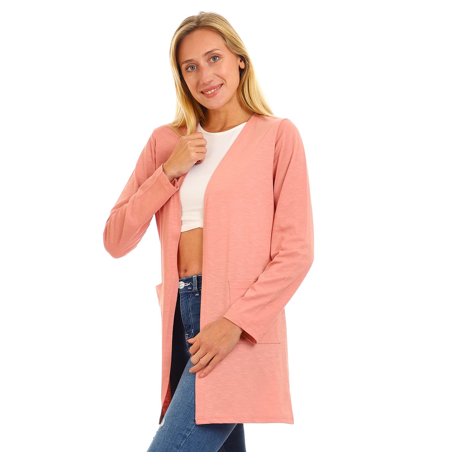 KADY Basic Plain Open Neckline Cardigan For Women,Ideal for casual outings, office wear, or daily use.
