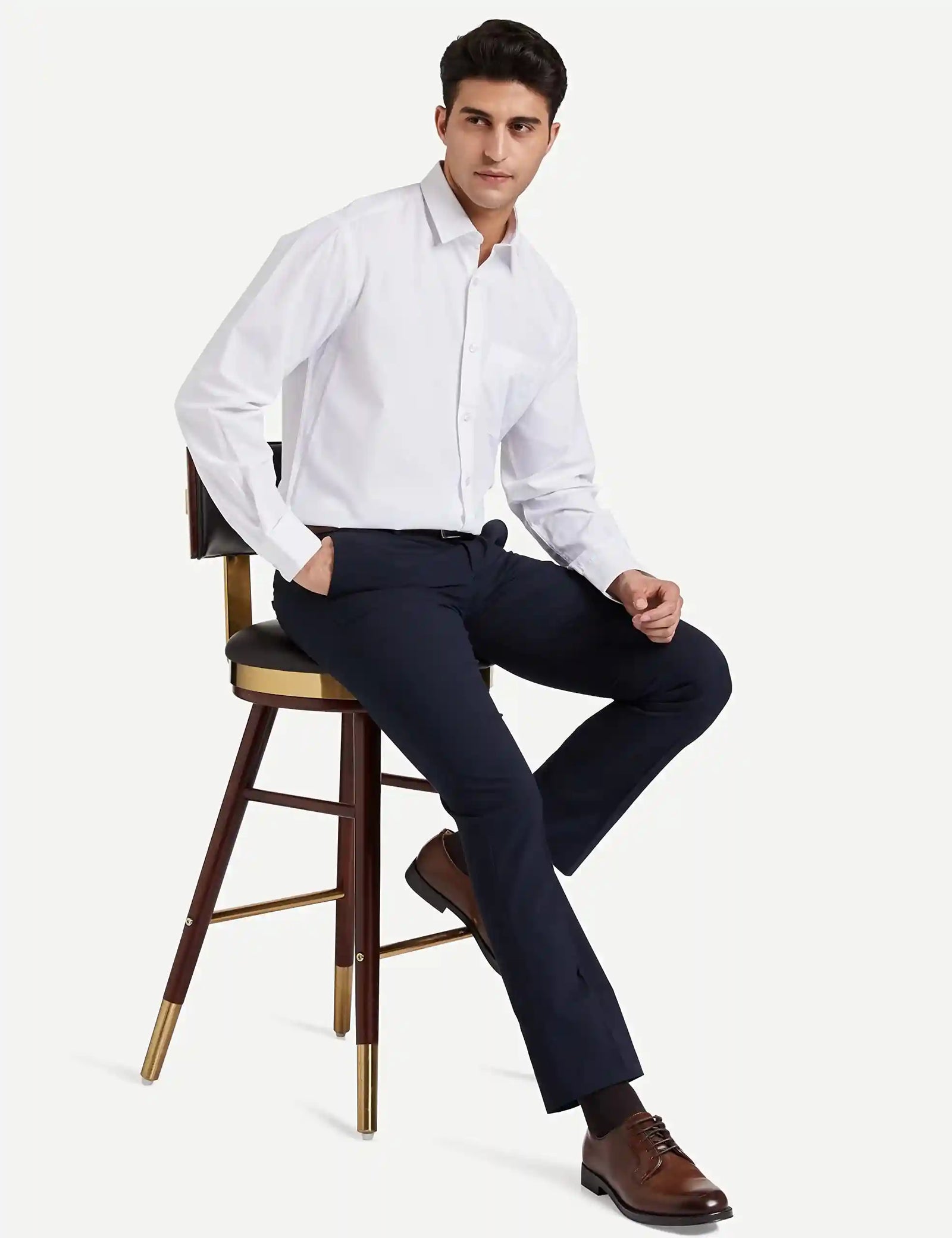 Amazon Brand - Symbol Men's Solid Loose Fit Full Sleeve Formal Shirt (Combo Pack of 2) (SS18-SMFS-209_ - Safqqa Egypt