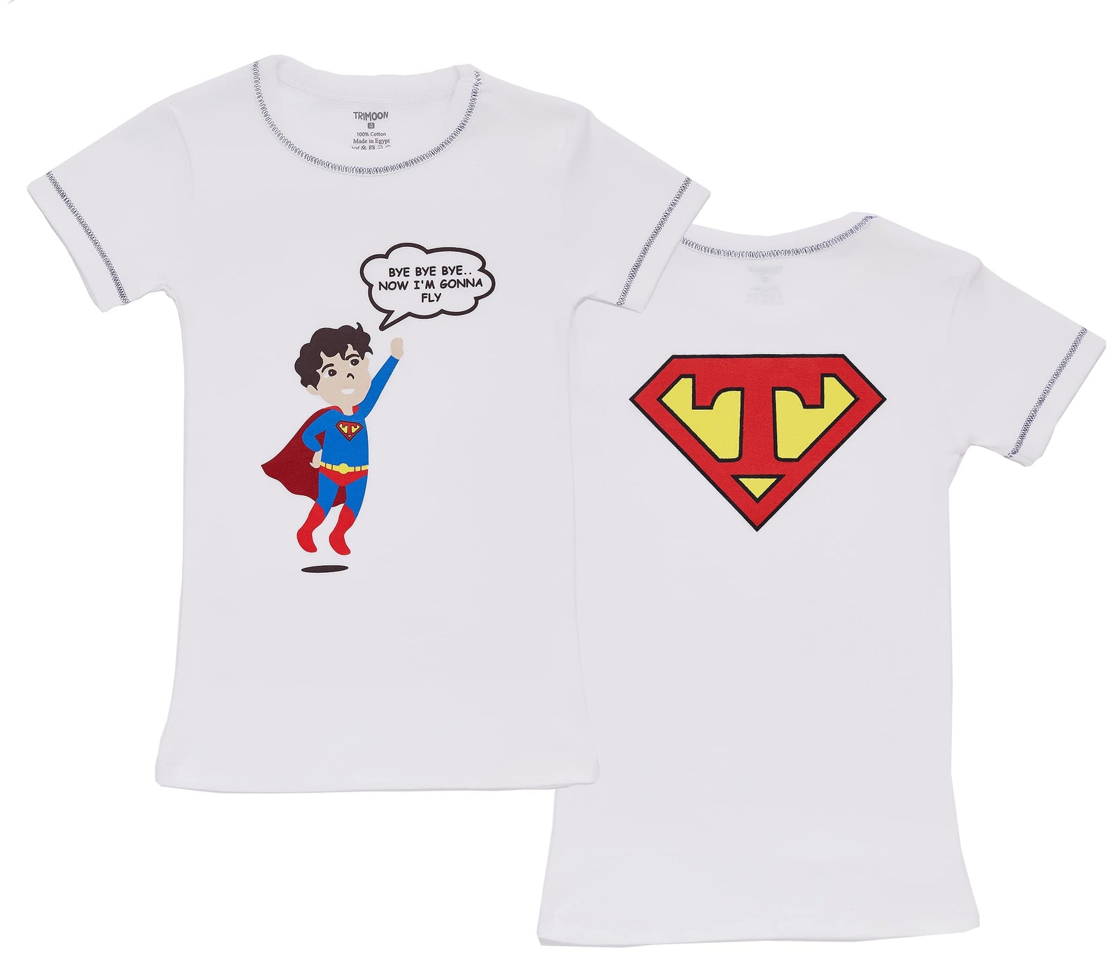 Trimoon Super T Cotton Printed Short Sleeves Undershirt for Boys, 2 Pieces