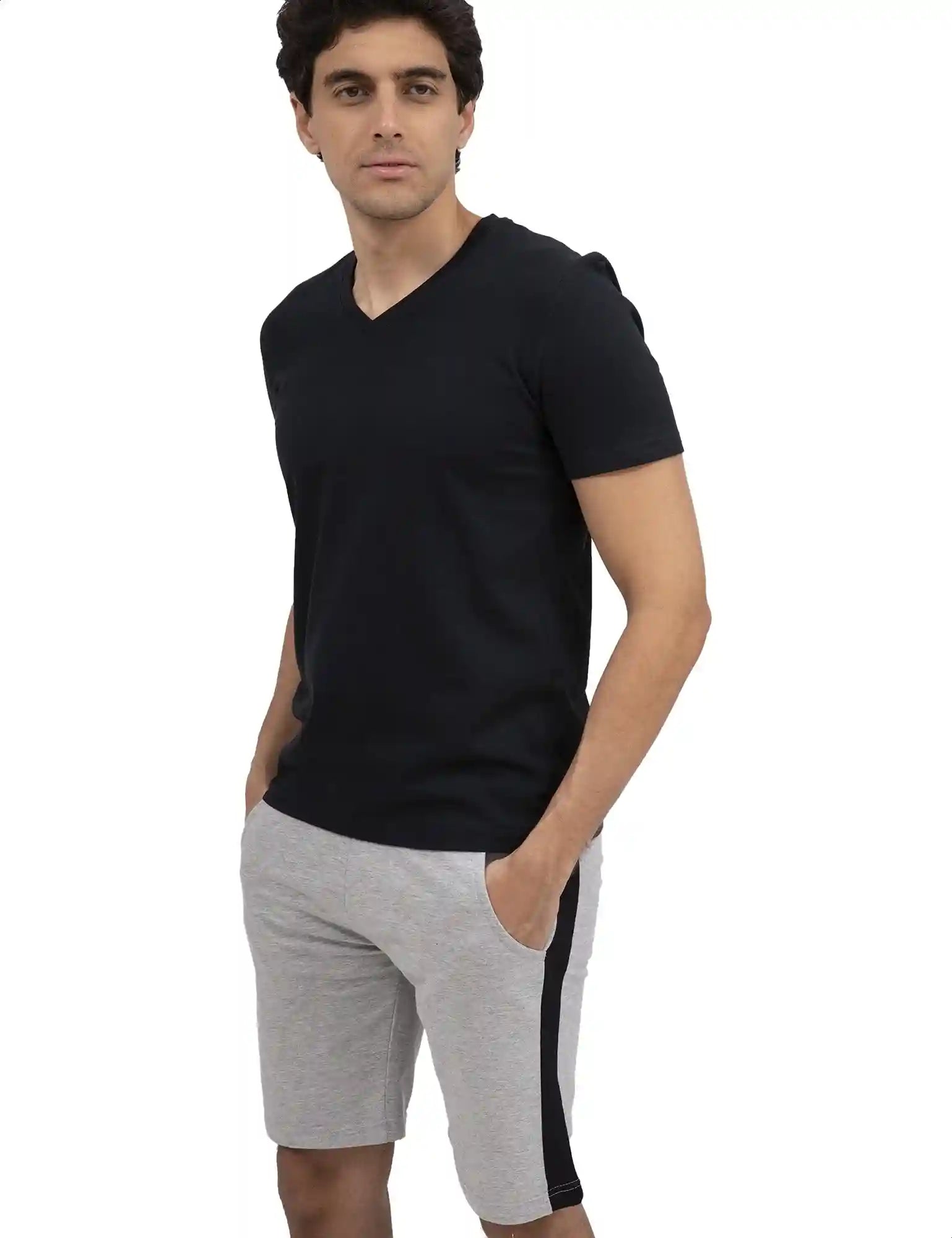 Dalydress Dare Basic V Neck Short Sleeves T-Shirt for Men - Black - Safqqa Egypt