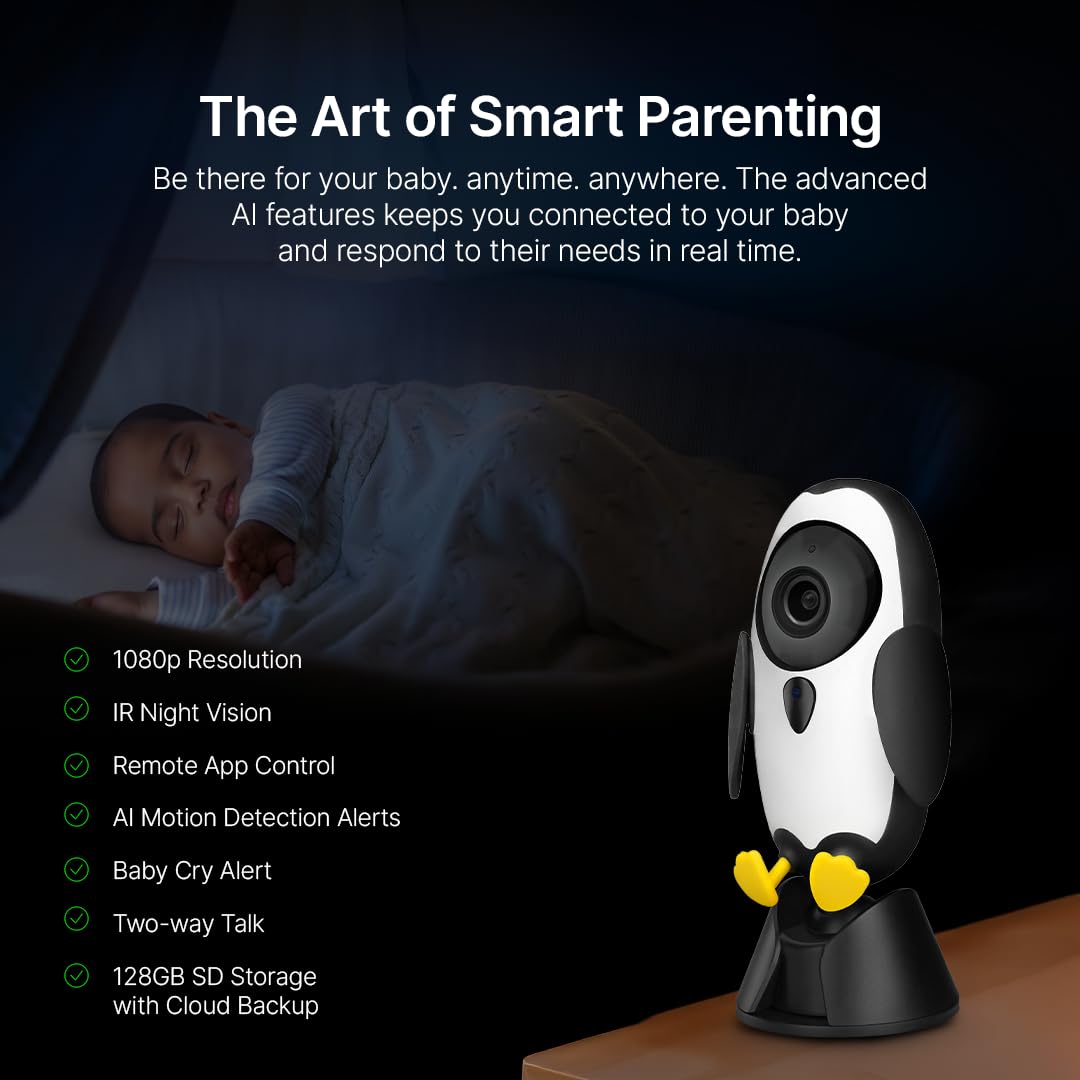 Qubo Smart Baby Camera – 1080P HD WiFi Monitor with Cry Alert & Two-Way Audio