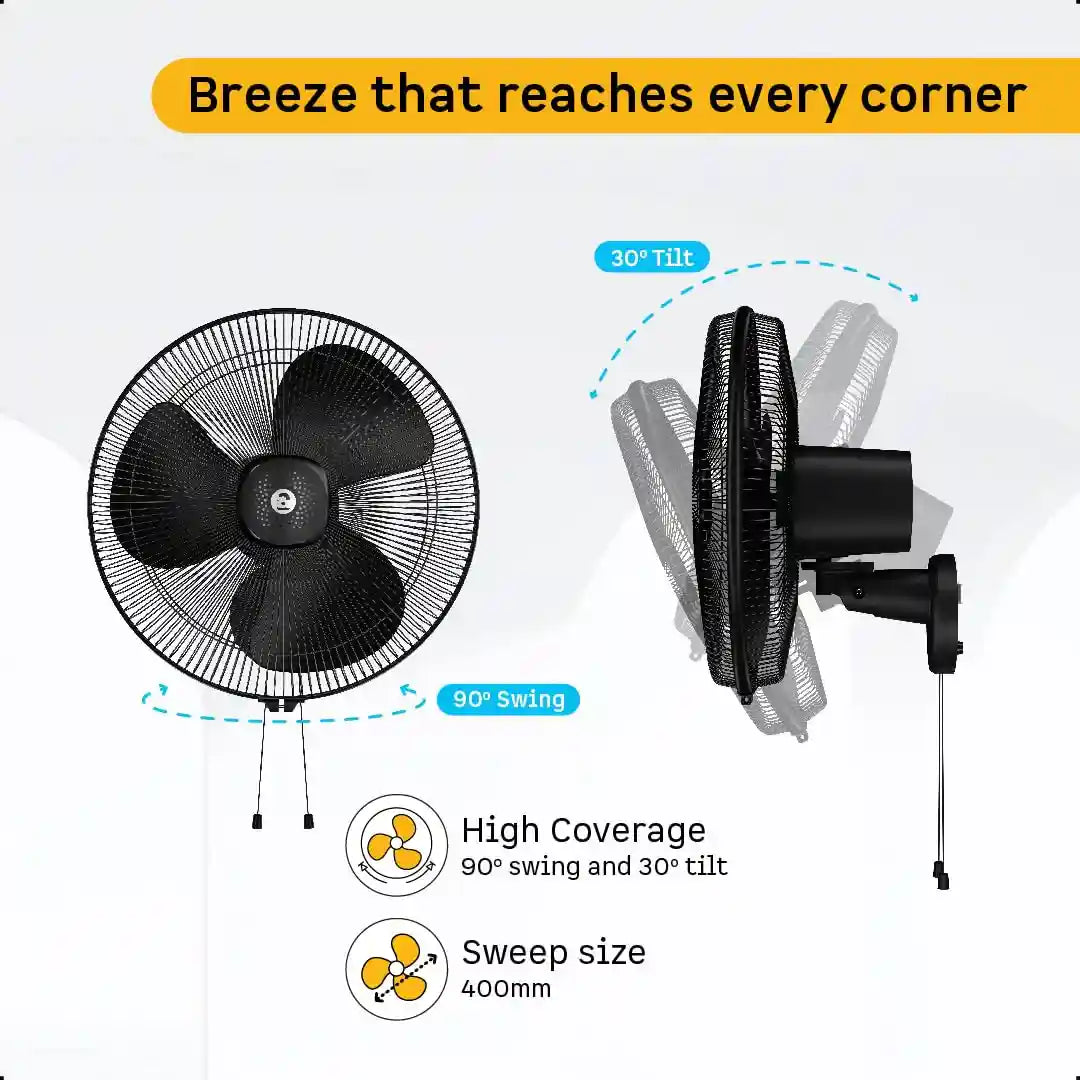 مروحة حائط أتومبيرج رينيسا 400مم – هادئة مع ريموت وتحكم بالوقت
