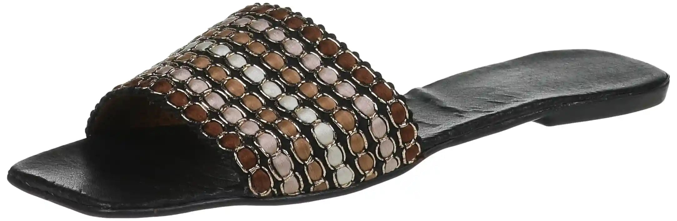 OX Faux Leather  Slides slipper OX0011 For women, - Safqqa