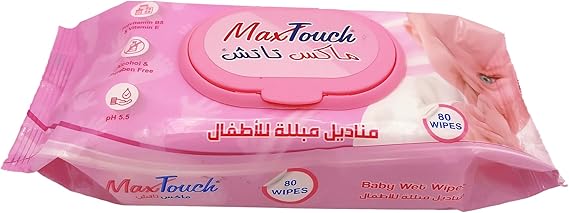 مناديل مبللة للأطفال من ماكس تاتش – 80 منديل ناعم ولطيف للبشرة الحساسة – Safqqa Egypt