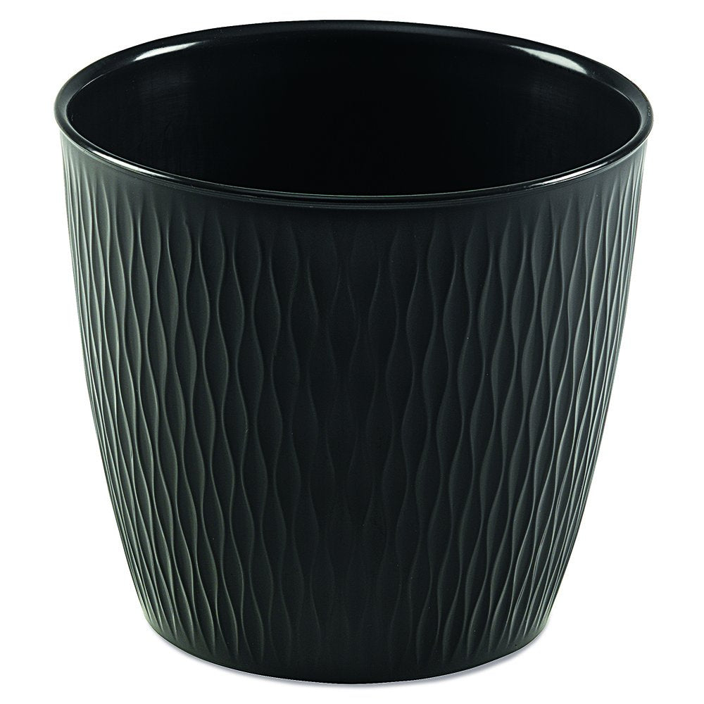 Stefanplast Liberty Round Pot 25 cm, Graphite, Decorative Plant Pot for Indoor and Outdoor Use