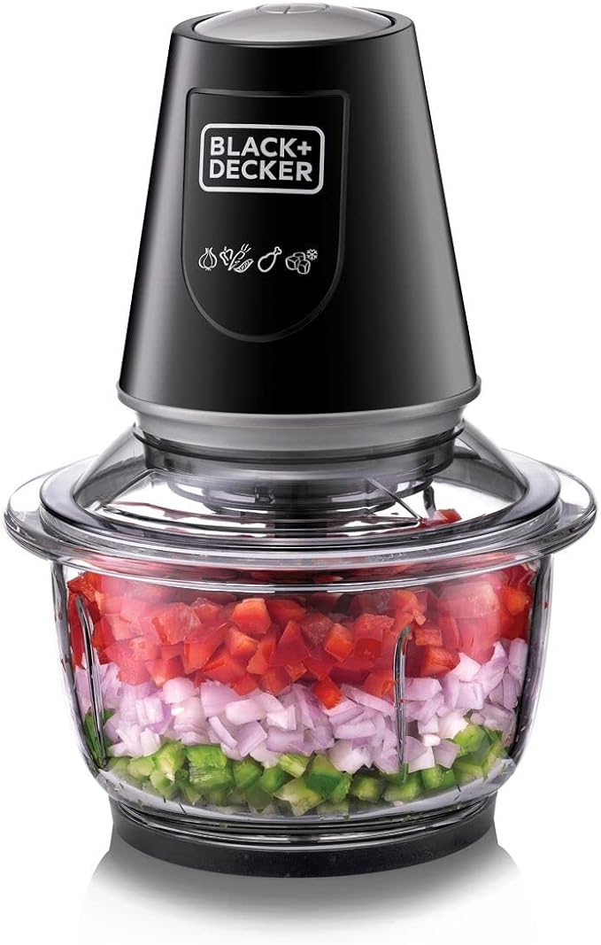 BLACK+DECKER 400W Glass Chopper GC400-B5 1.2L 4-Blade Ice Crushing