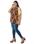Splash Patterned Raglan Short Sleeves Crew Neck Blouse For Women