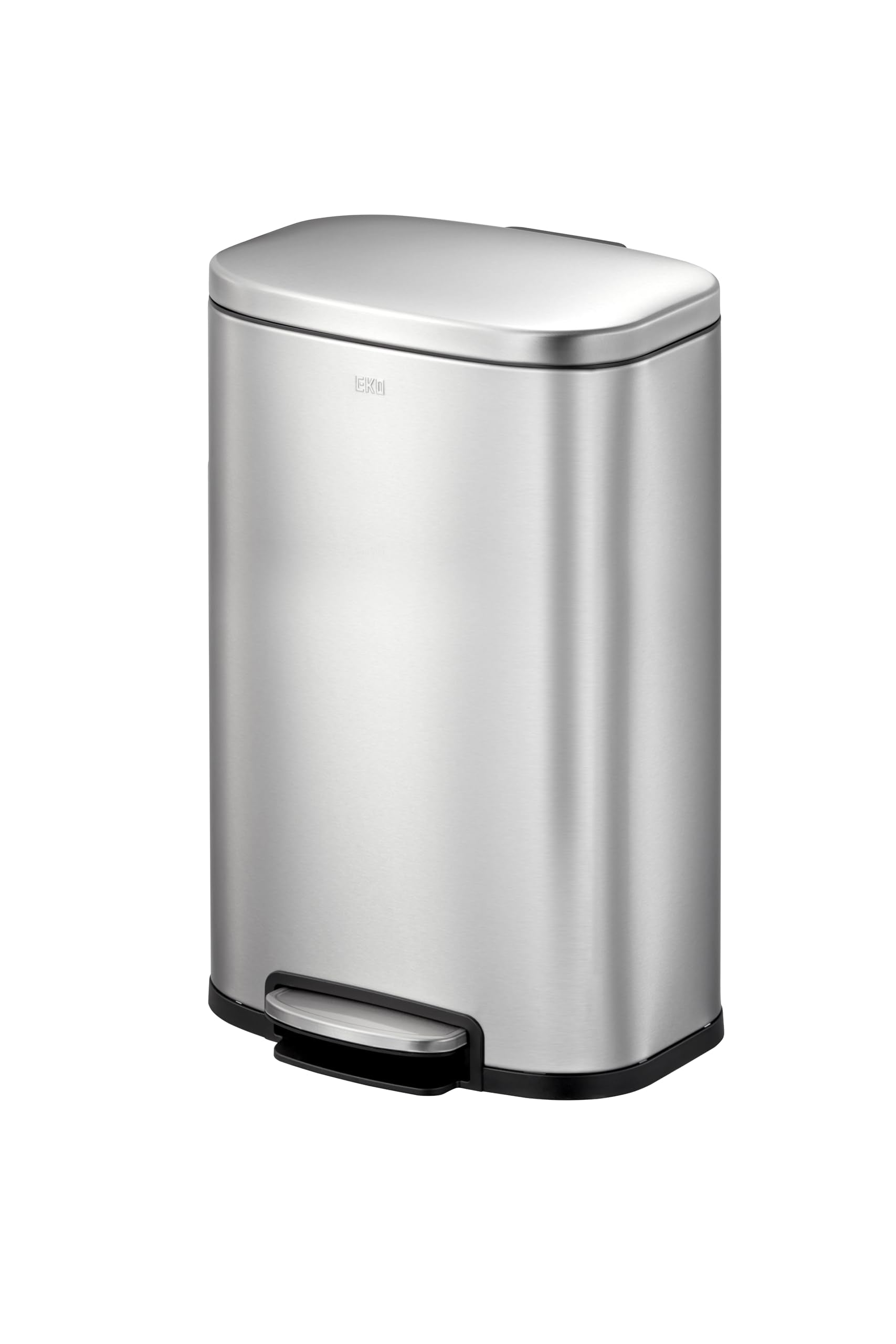 EKO Stainless Steel in Brushed Fingerprint Resistant Oli-Cube Step Bin, 20 Liter Capacity, Silver - Safqqa