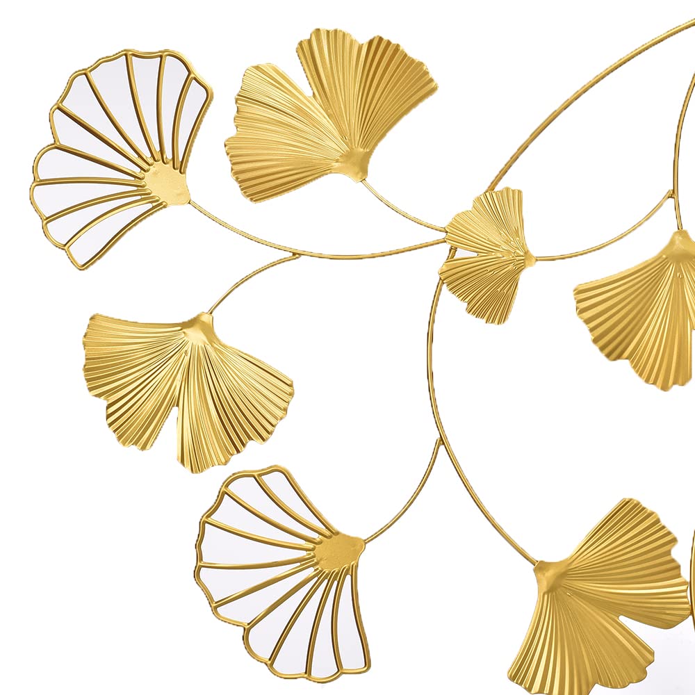 Diamond Mirrors Metal Circular Golden In The Form Of Leaves Of Roses