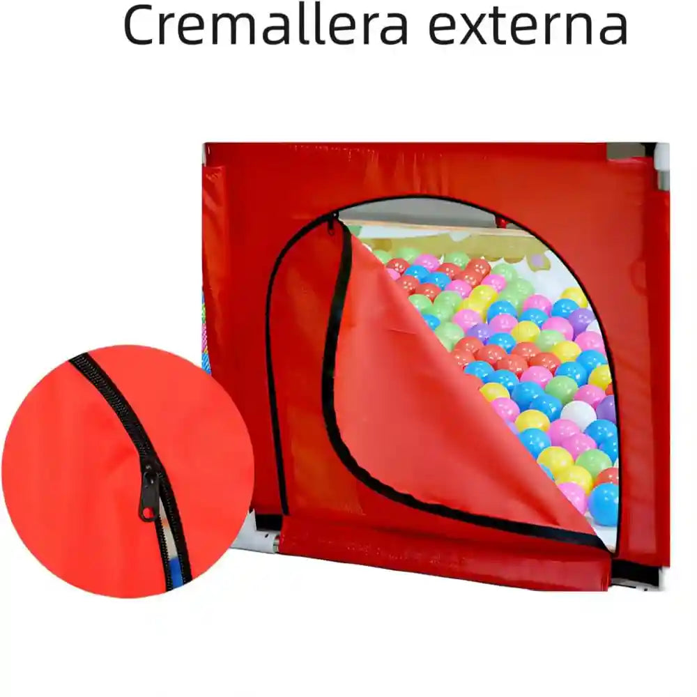 Fantastic-Kids-Toys Large Playpen for Toddlers, Durable Ball Pit, Playpen with Basketball Hoop, Indoor and Outdoor Activity Center, Safety Gates, 50 Balls 182 x 122 x 64 cm (RED) - Safqqa Egypt