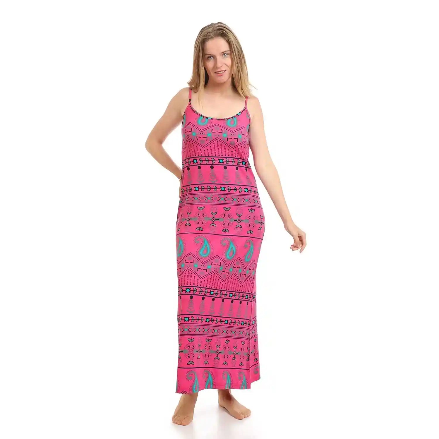 Kady Women Multi Patterns Deep Round Neck Long Nightdresses & Nightshirts