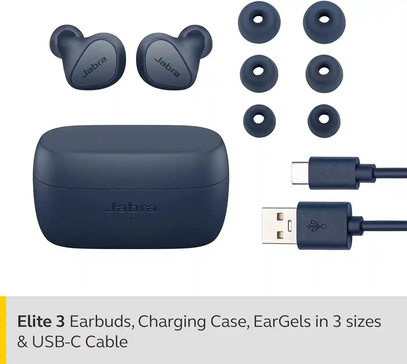 Jabra Elite 3 In Ear Wireless Bluetooth   and Mono Mode - Navy