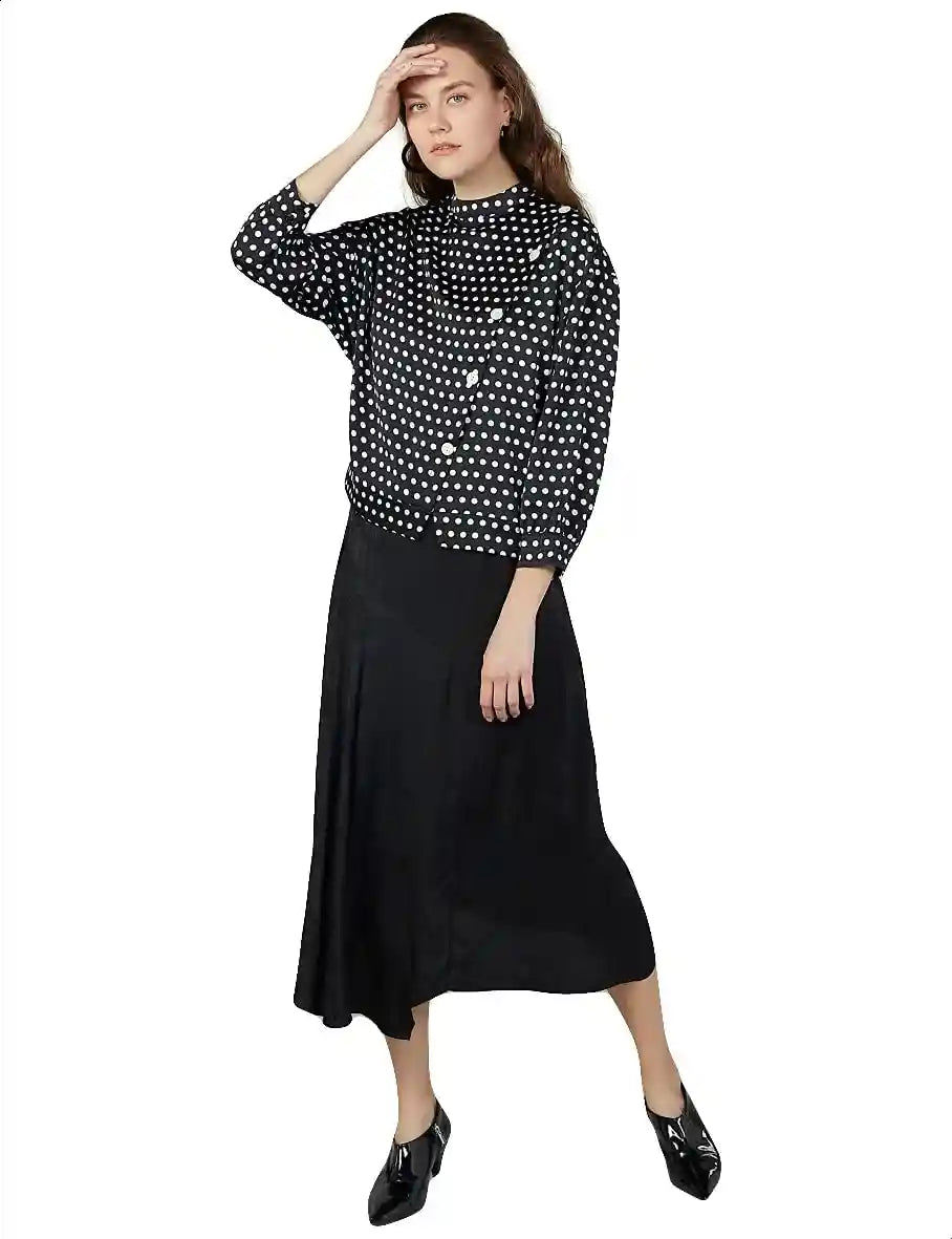 Splash Floral-Pattern Asymmetric-Hem Midi Skirt for Women