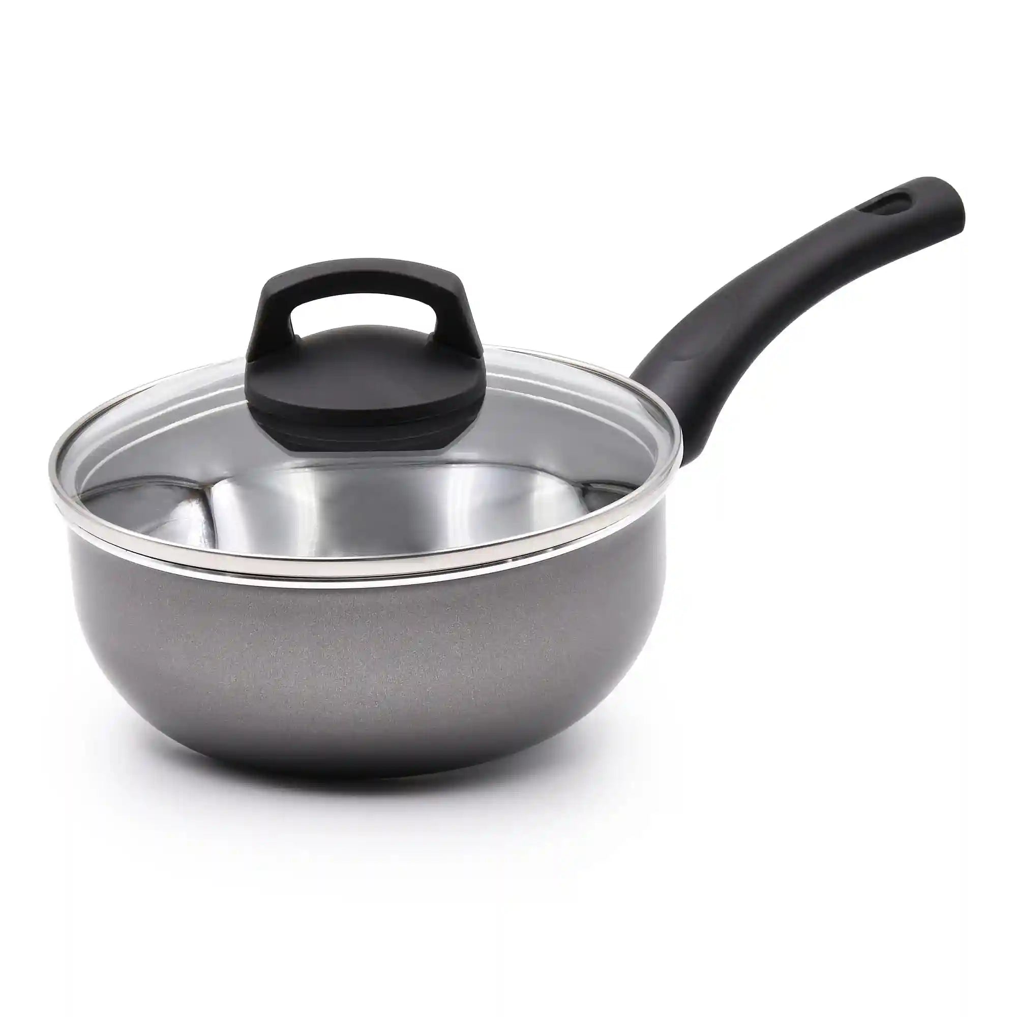 Celar Aluminium Saucepan with Lid – 18 cm, Grey, Non-Stick, Soft Touch Handle