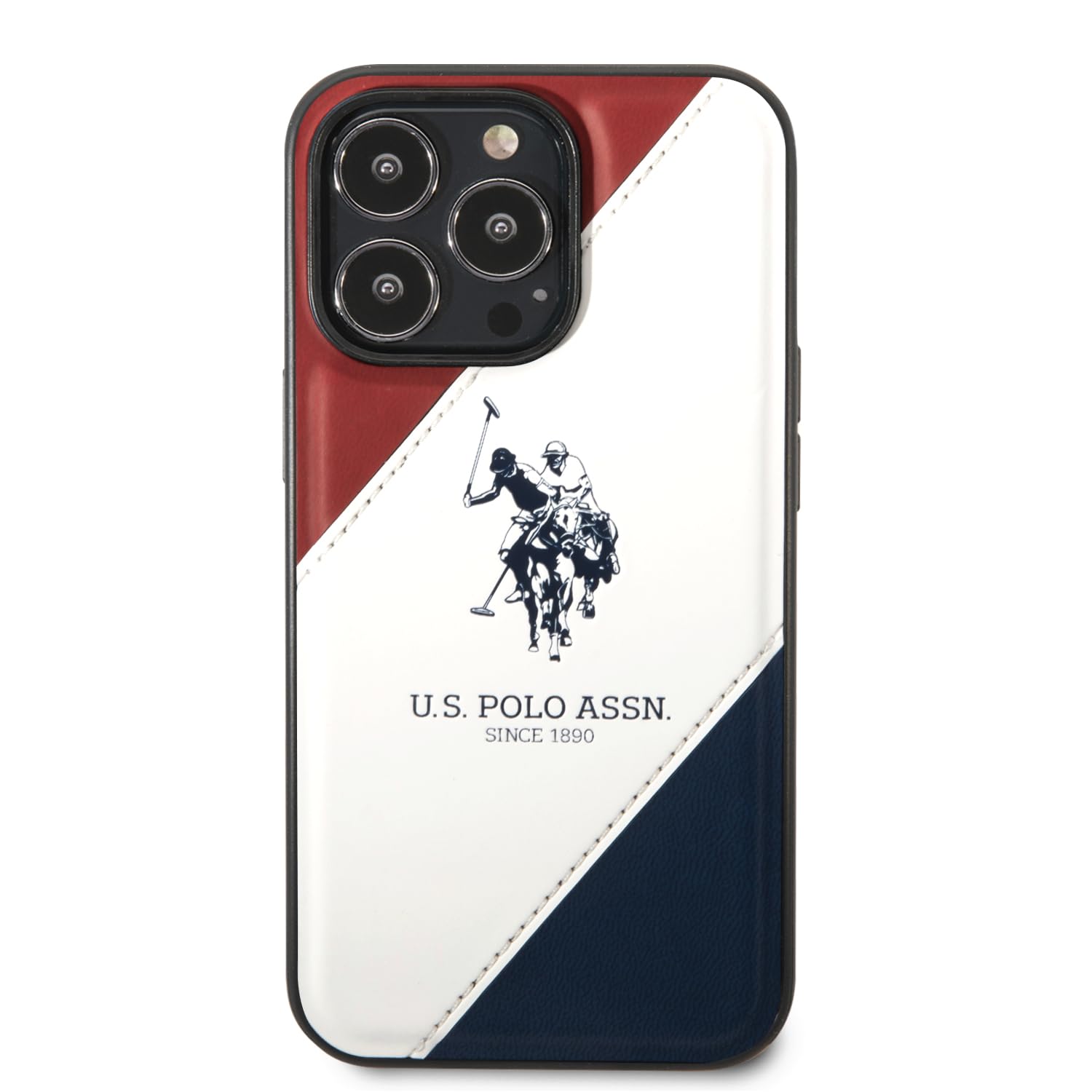 CG MOBILE US Polo Assn. جراب مبطن بتصميم ثلاثي الألوان لهاتف iPhone 14 Pro