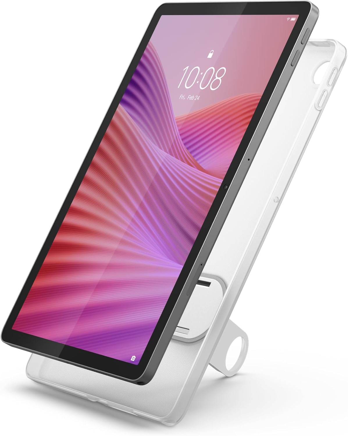 جهاز تاب من ماركة لينوفو بشاشة 10.1 بوصة وذاكرة 4 جيجابايت وسعة 64 جيجابايت مع جراب شفاف لون رمادي