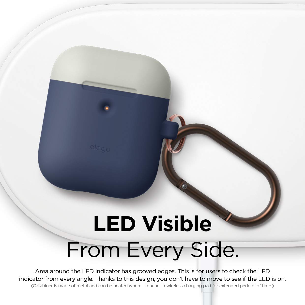 Elago duo hang case (compatible with airpods 1 and 2) body-jean indigo / top-classic white, yellow - Safqqa Egypt