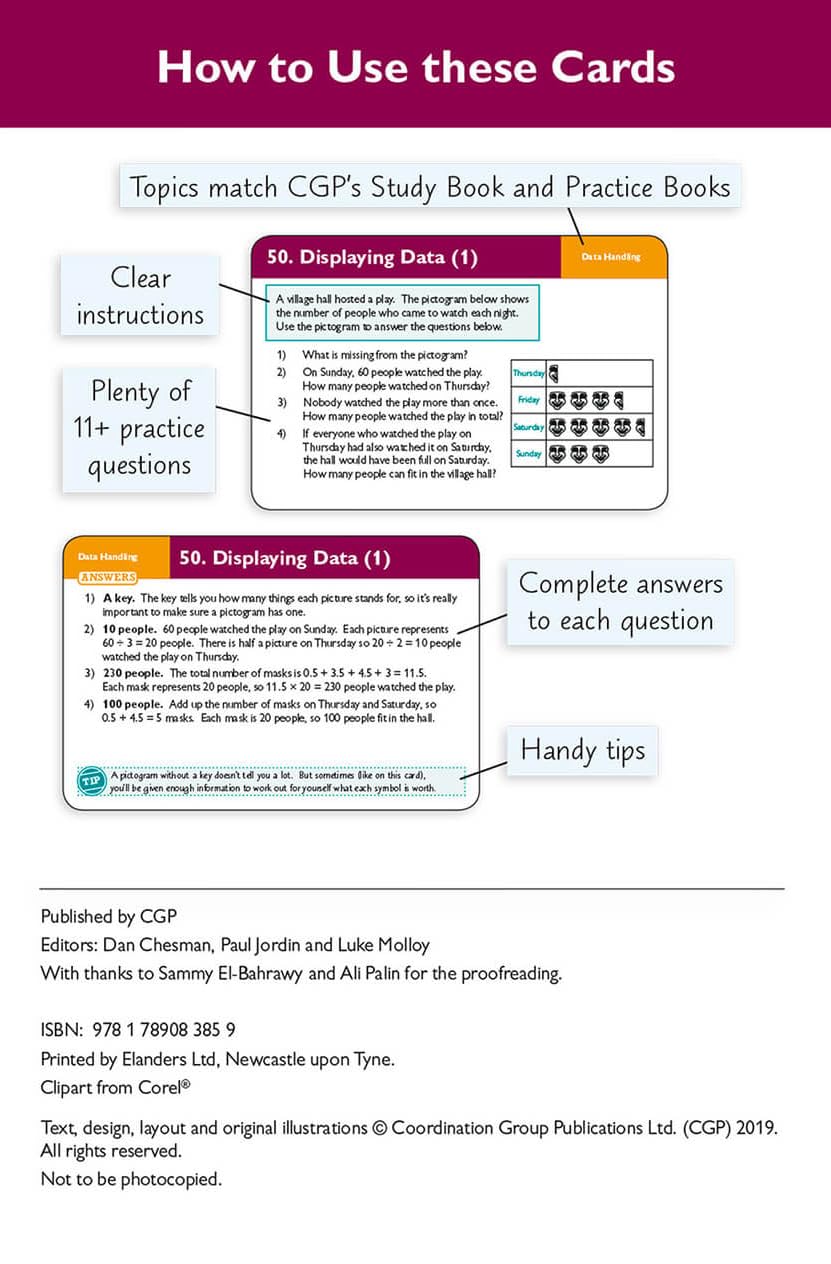 New 11+ GL Maths Practice Question Cards – Ages 10-11 (CGP)