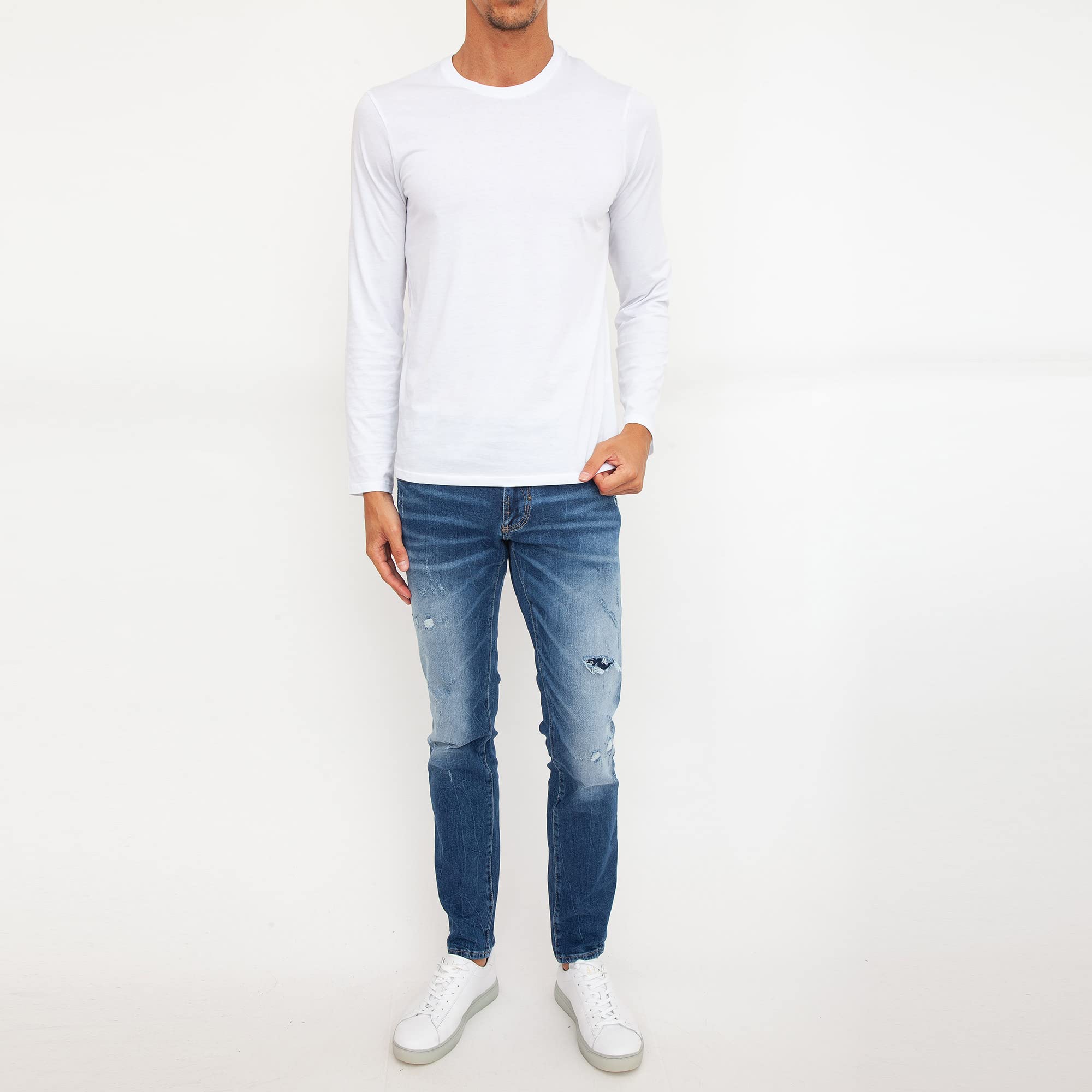 A|X ARMANI EXCHANGE mens Solid Pullover Sweater Sweatshirt, White, XX-Large US