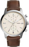 Fossil Men's Beige Dial Leather Band Watch - Model FS5350, Quartz Analog