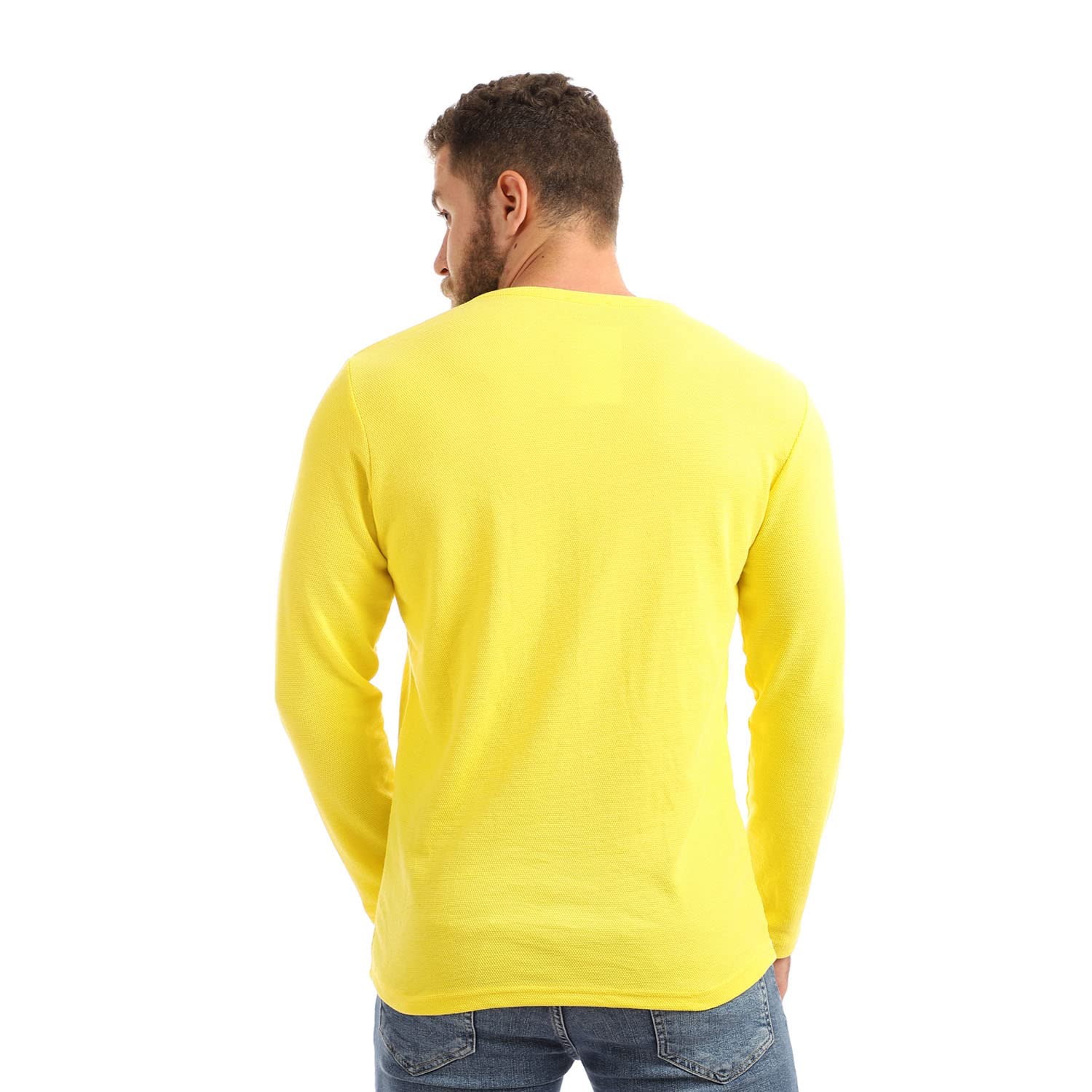 Off Cliff Men’s Plain V-Neck Long Sleeve Casual T-Shirt