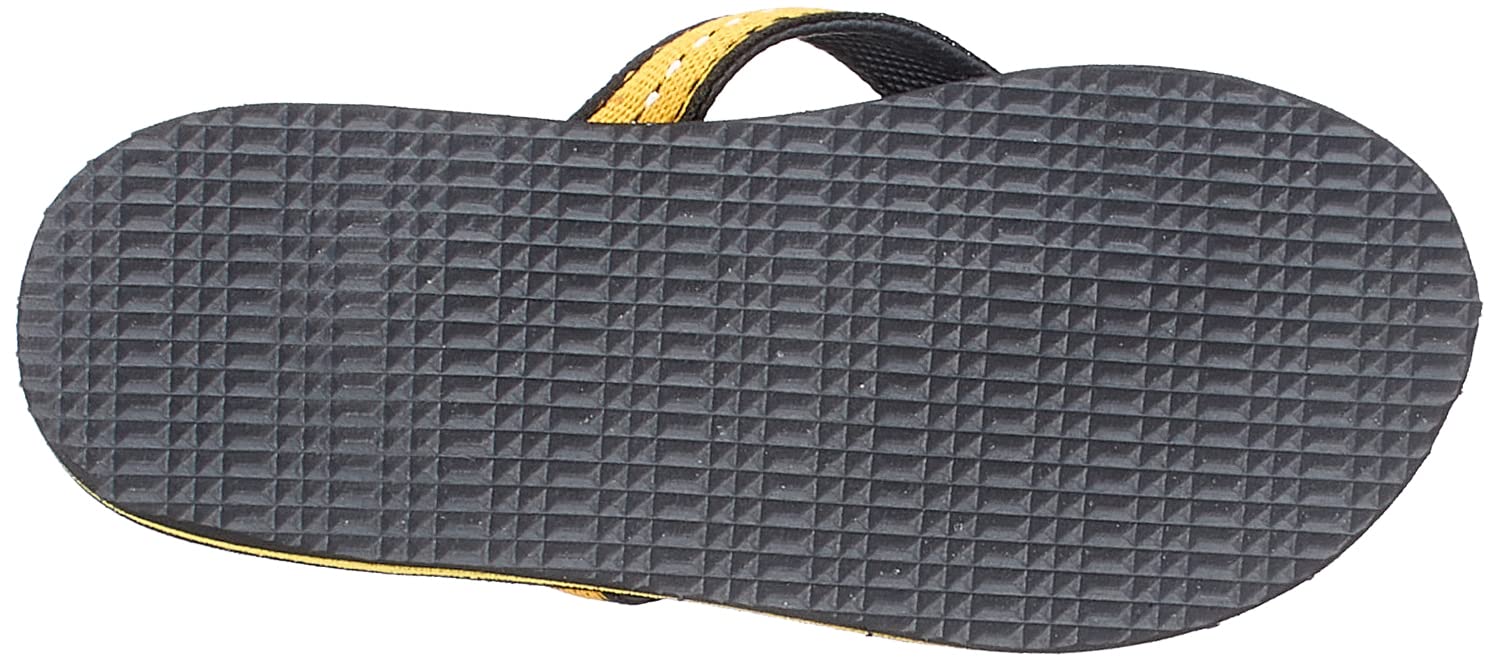 black rubber flip flop slipper for kids with colorful fabric strap - black size: S