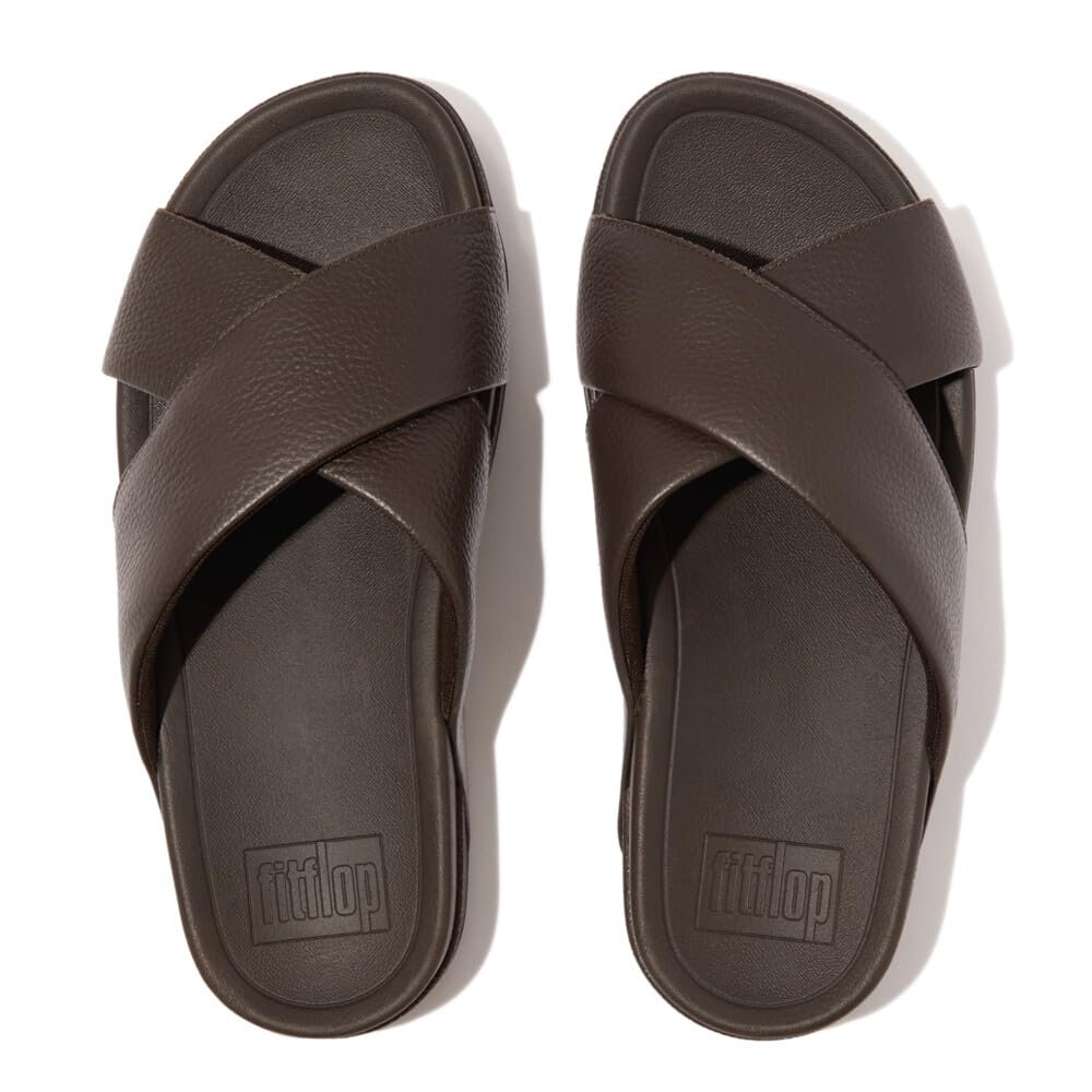 FitFlop Surfer Men's Tumbled Leather Slide Sandals