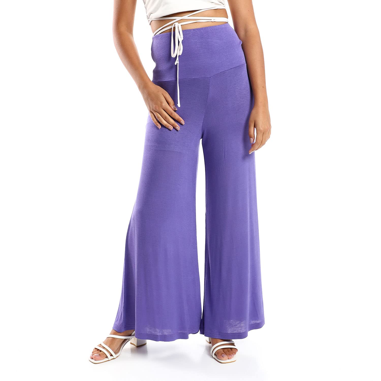 JAMILA Women Solid Pattern Flare Fit Pants - Safqqa Egypt