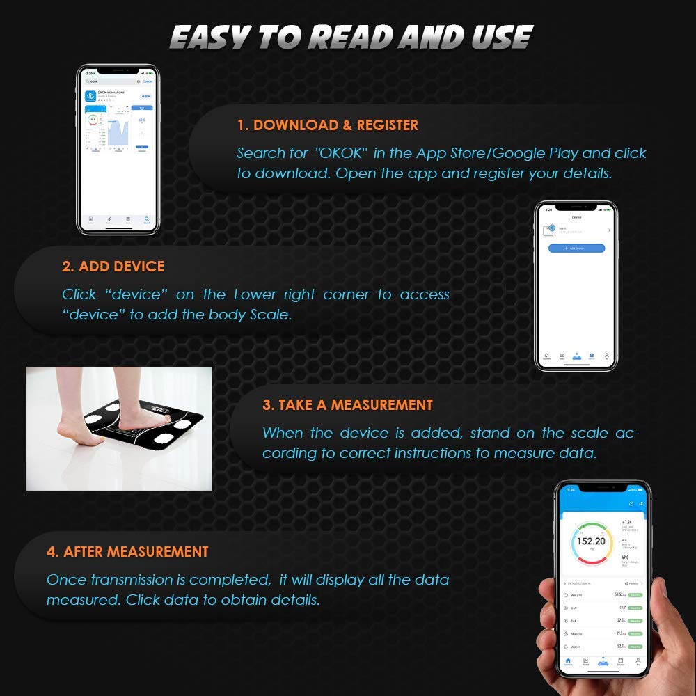 ميزان الدهون الذكي ANNA TOSANI بتقنية البلوتوث، جهاز رقمي عالي الدقة لتحليل مكونات الجسم، يقيس 79 نوعًا من البيانات الصحية. ميزان ذكي لاسلكي لتحليل دهون الجسم، متوافق مع أجهزة Android.