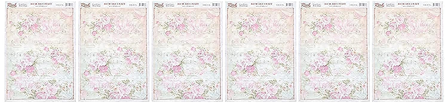 Rich Rice Paper Music Notes & Roses- Peach & Green & Pink