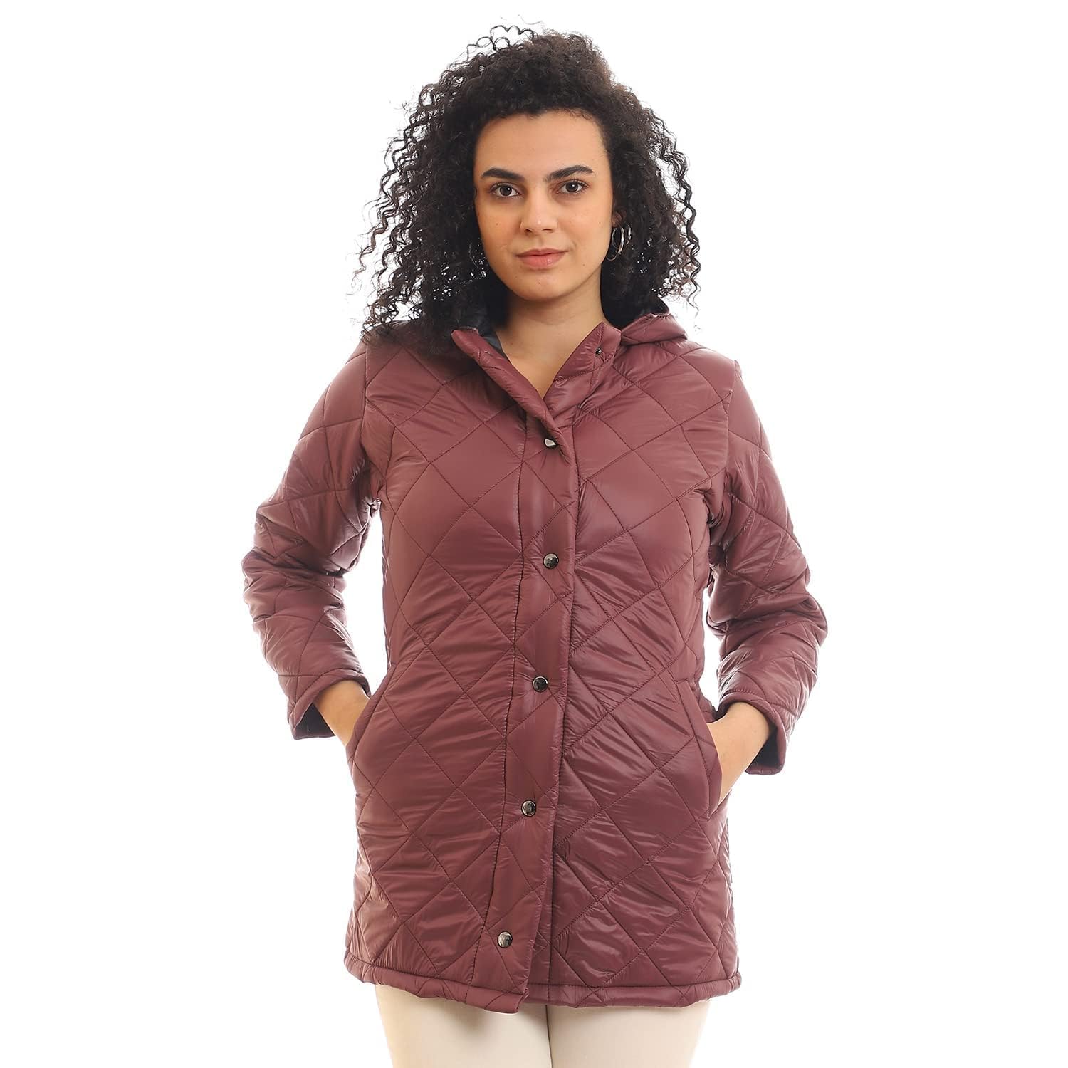 Andora Buttoned Puffer Jacket For Women,• Padded construction for warmth and comfort. - Safqqa