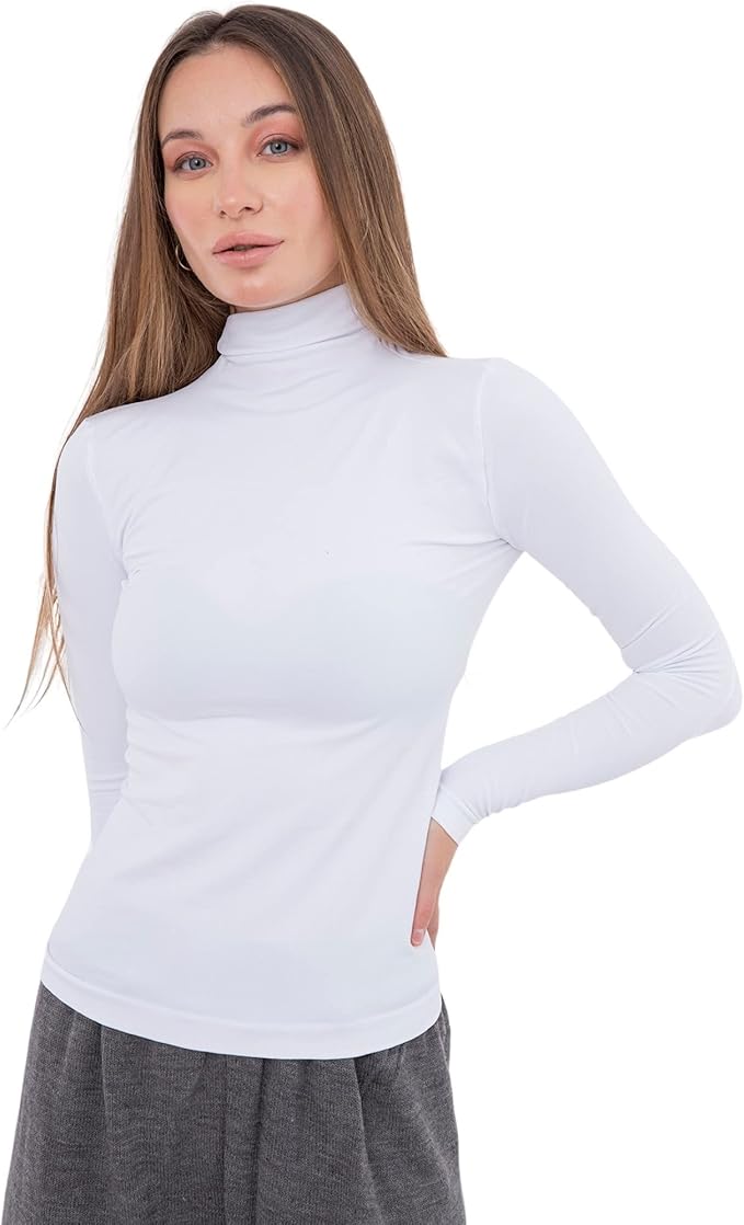 CARINA Womens Long Sleeves High-Neck Solid Undershirt