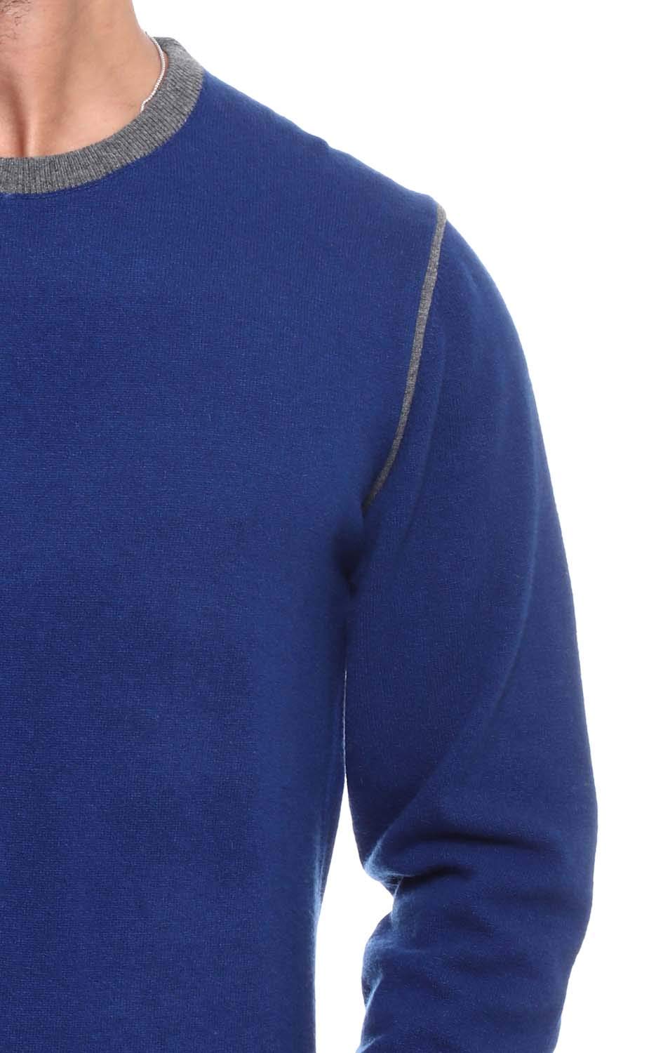 Bella Donna Men’s Round Neck Long Sleeve Contrast Ribbed Trim Pullover