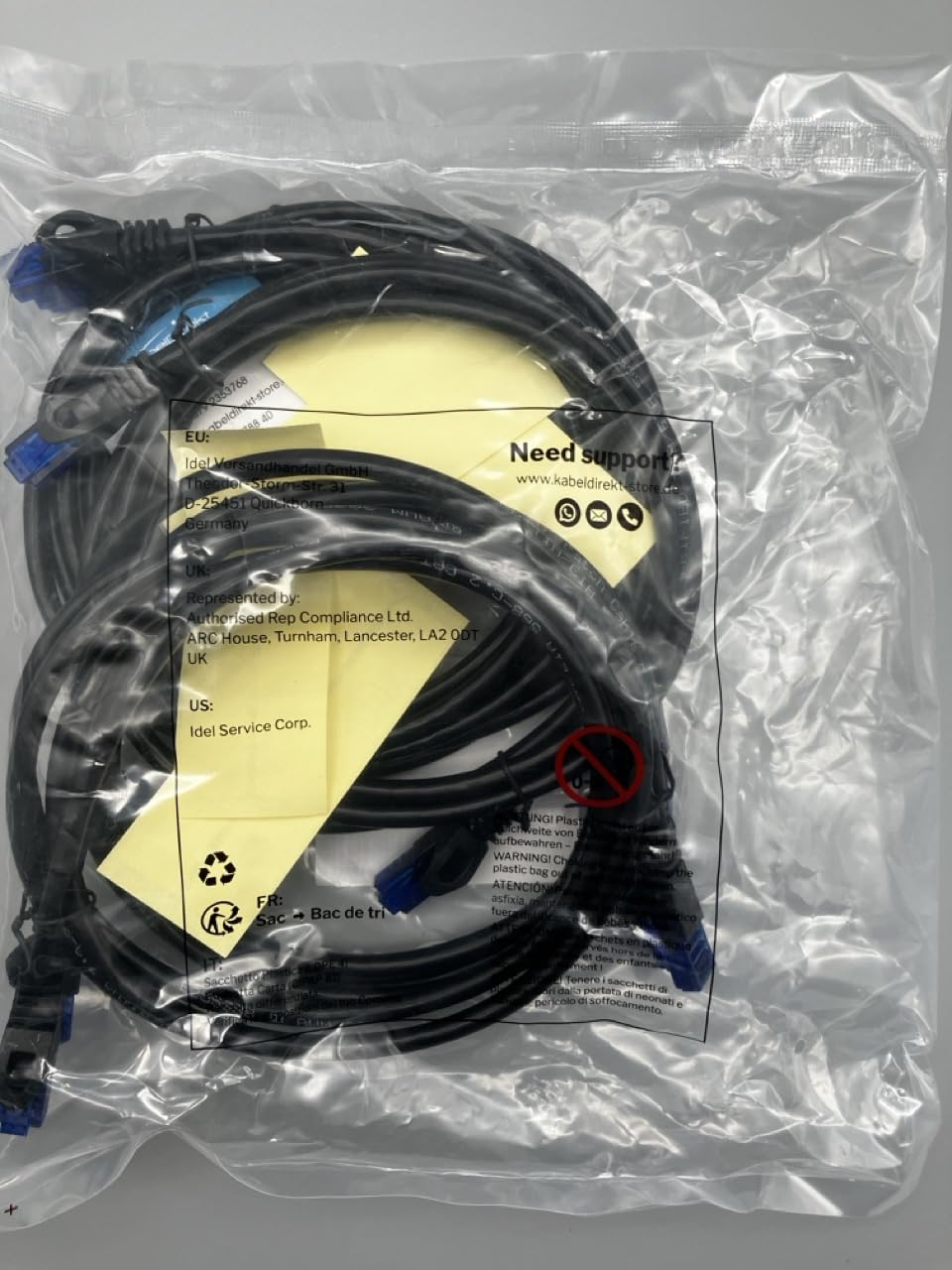KabelDirekt Network Cable – Transmits maximum fibre-optic internet speed – Ethernet & LAN Cable – 5x 3m – Available in 0.25-30m – For Gigabit Network, Router/Modem, RJ45 (black/blue)