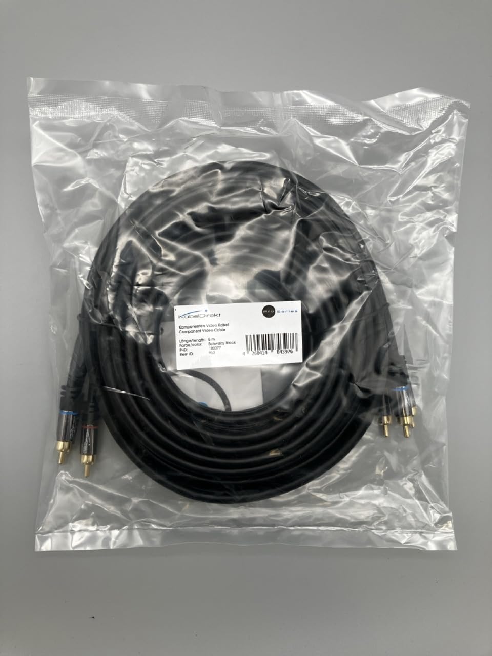 KabelDirekt – 5m – Component Cable, RCA, RGB/YUV (Coaxial Cable, 3x RCA Male to 3x RCA Male, Component Cable for High Definition Video Transmission, High-Quality, Black)