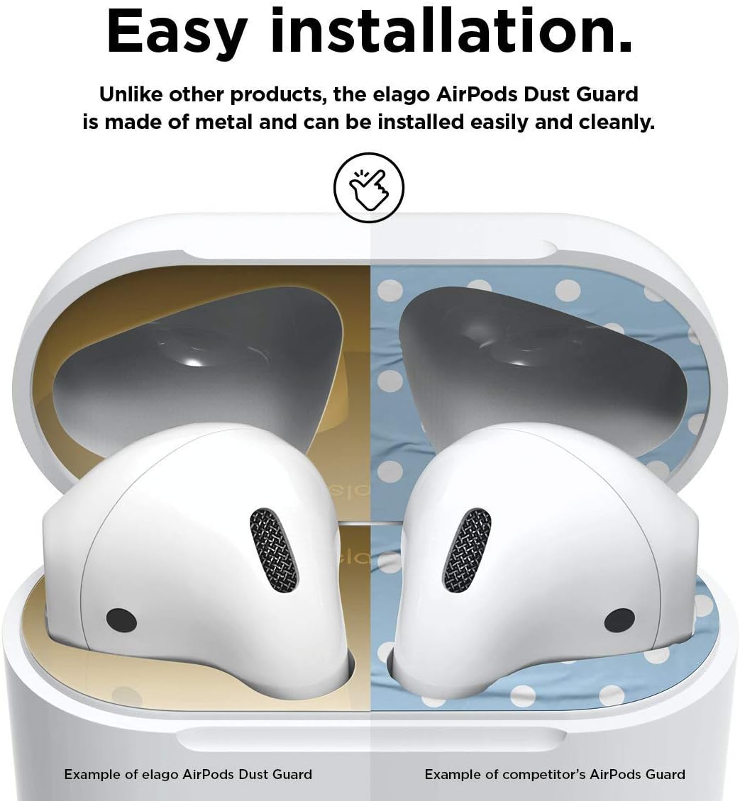 حماية الغبار Elago للجيل الثاني من سماعات أبل Airpods مجموعتين ذهبية
