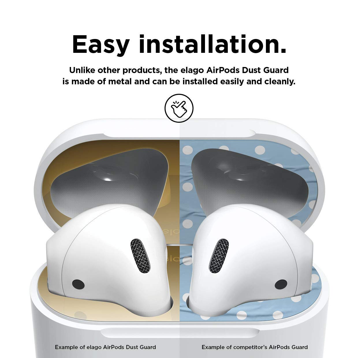 حماية الغبار Elago للجيل الثاني من سماعات أبل Airpods مجموعتين ذهبية