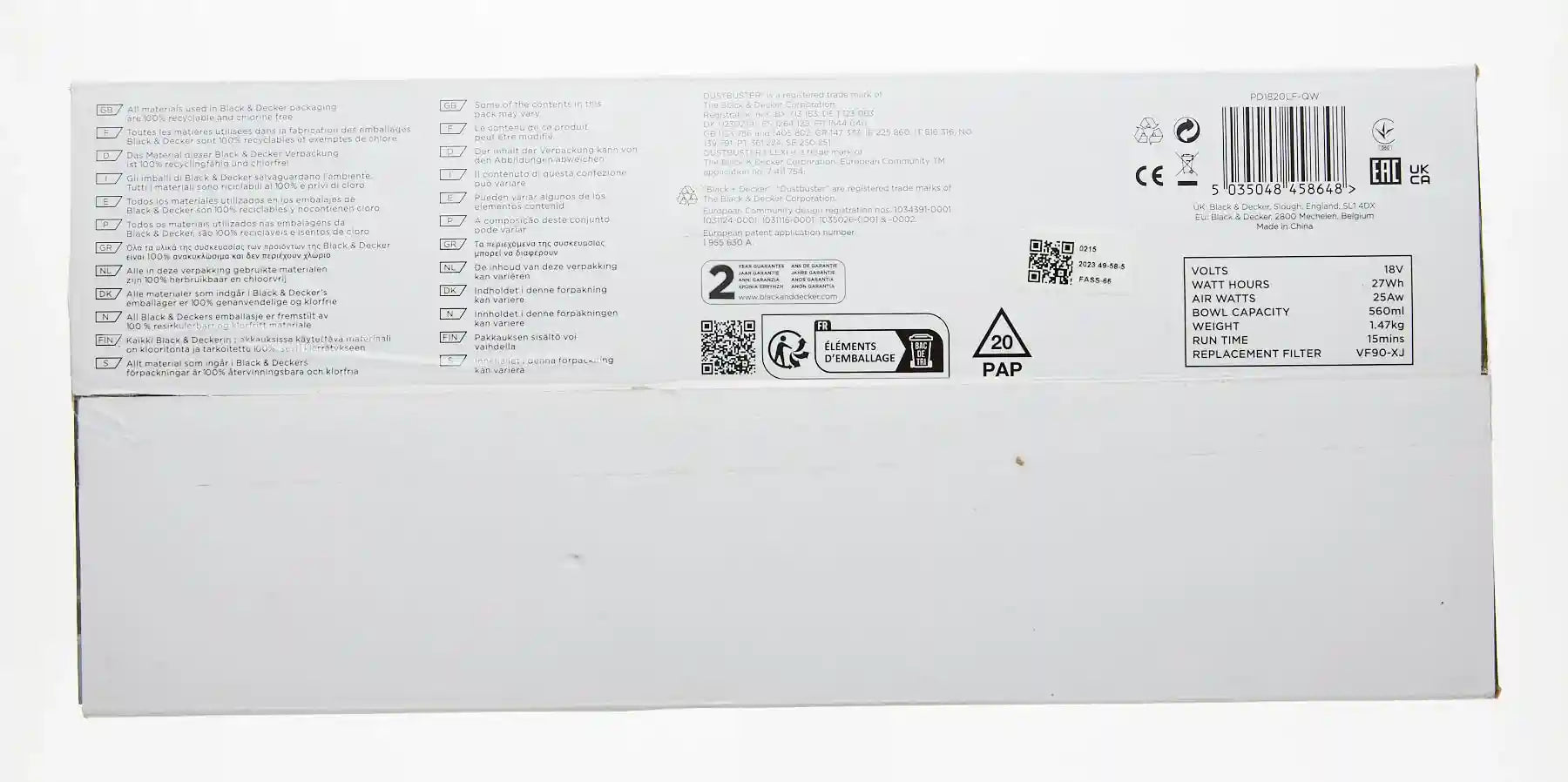 Black & Decker Hand Vacuum Cleaner with Floor Extension Kit, 18V Li-Ion, 25 W, Dark Titanium PD1820LF-GB – Safqqa Egypt