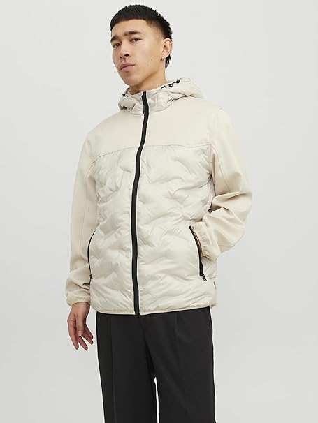 JACK & JONES Men Jacket Light Beige Casual Outerwear – Safqqa Egypt