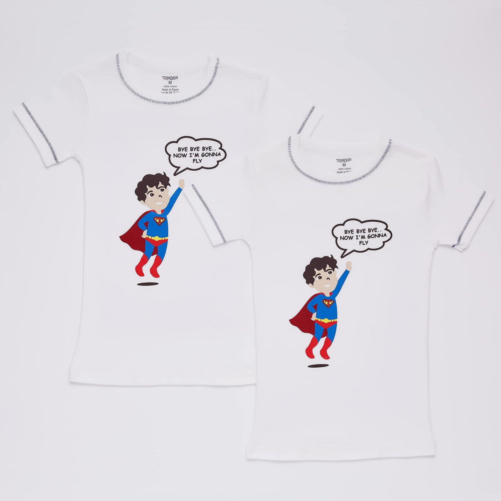 Trimoon Super T Cotton Printed Short Sleeves Undershirt for Boys, 2 Pieces