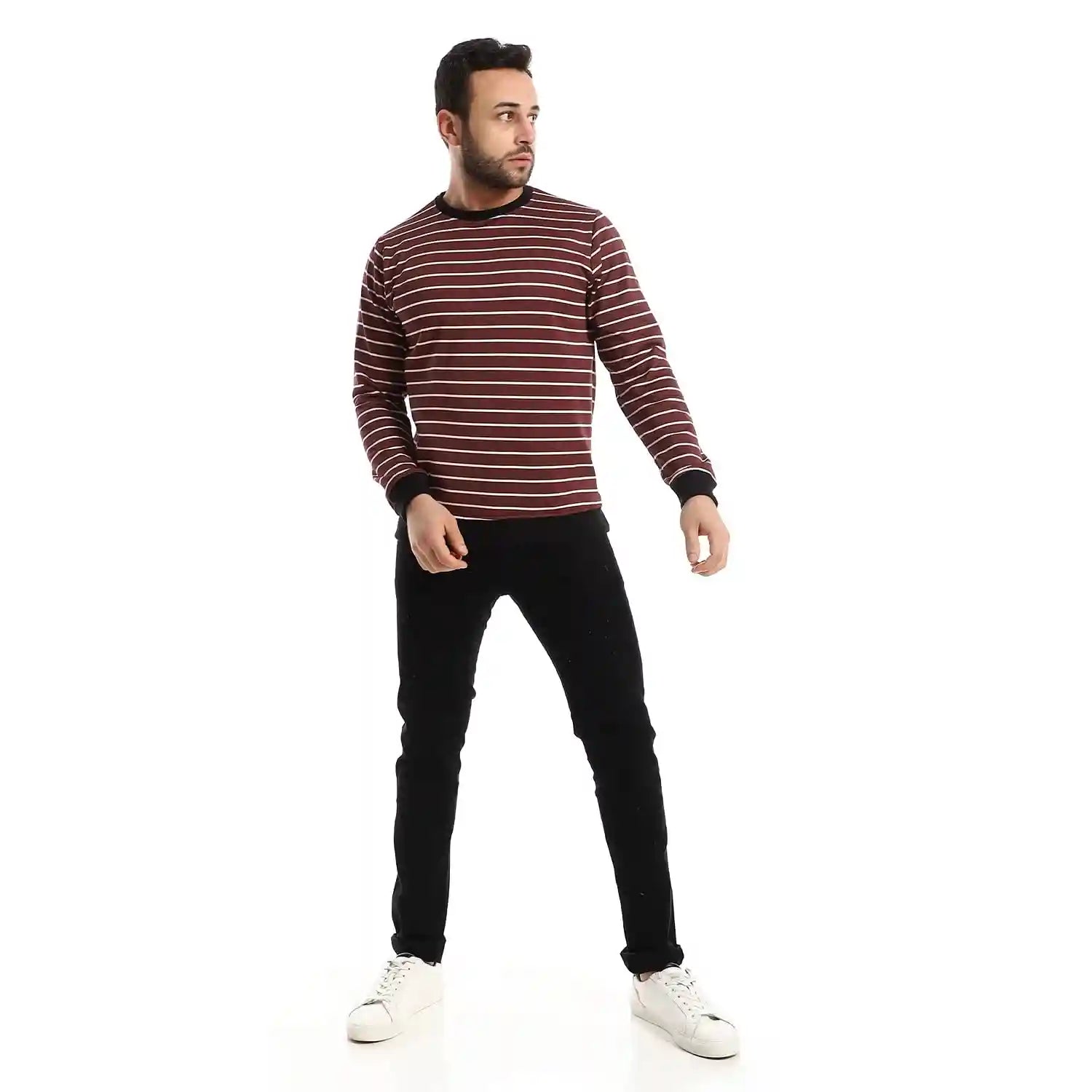Andora stripped Long Sleeves Sweatshirt For Men ,Relaxed fit suitable for everyday wear.