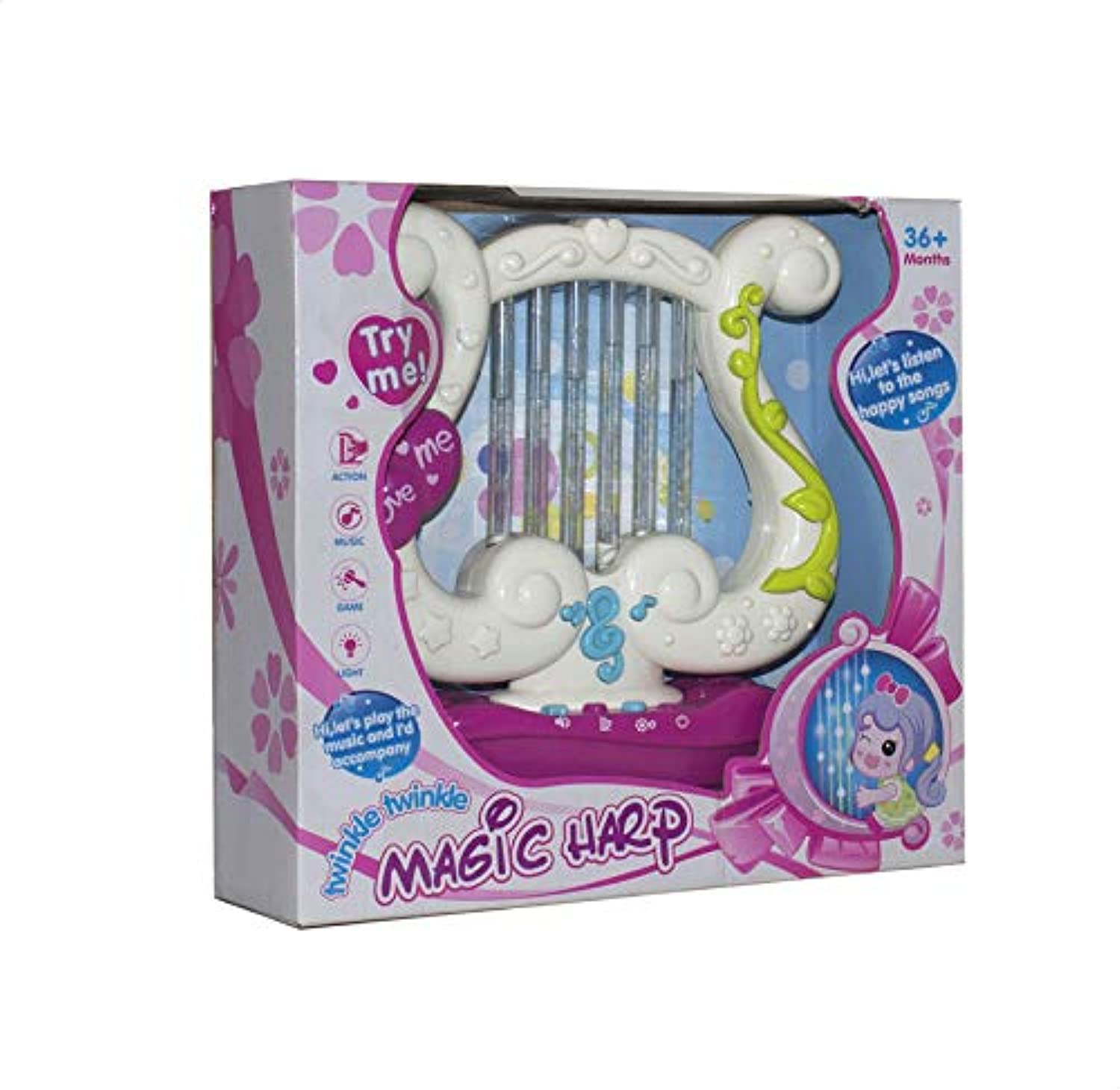 Twinkle Twinkle Electronic Magic Harp Toy for Girls - Multi Color
