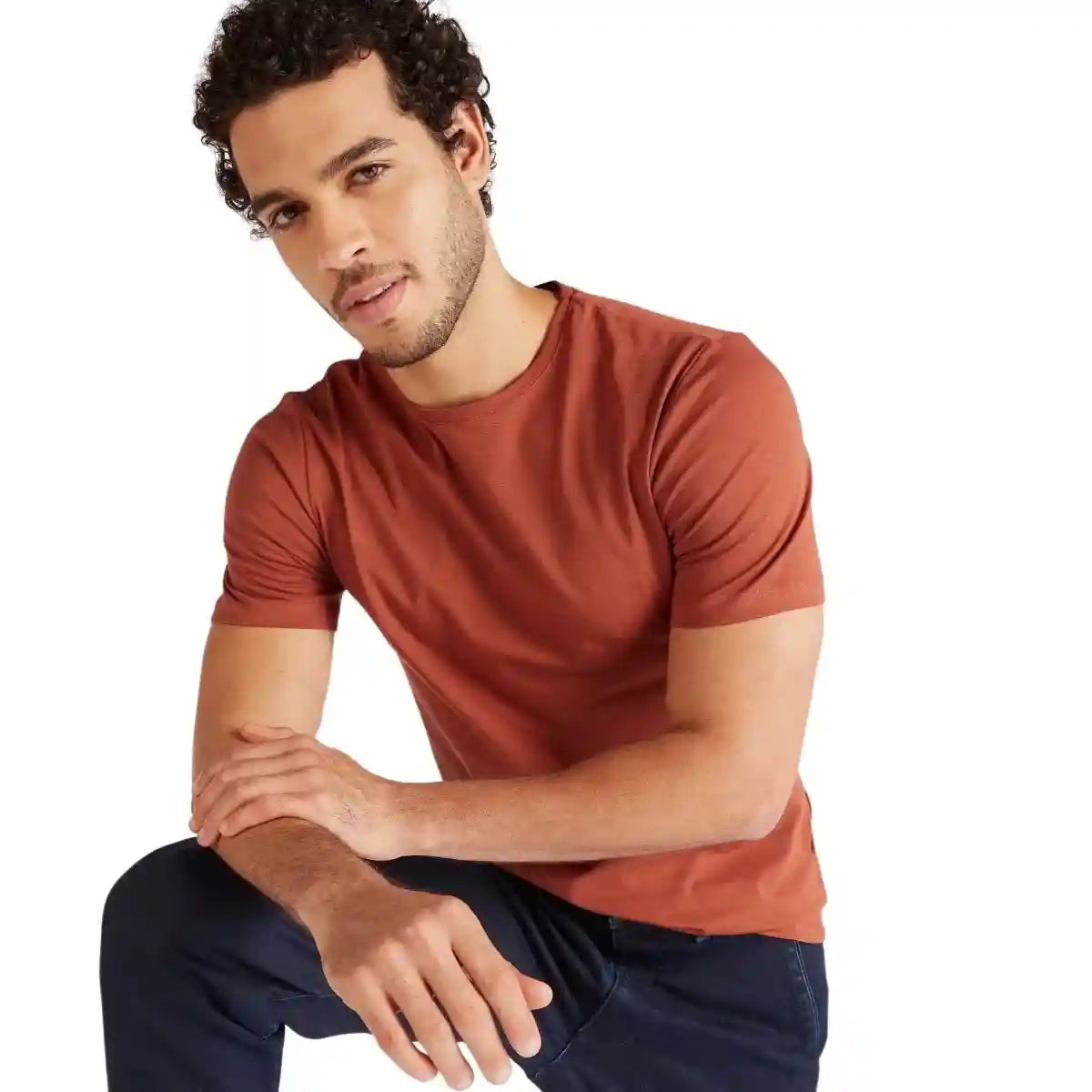 Splash Basic Tshirt For Men, Brown - Safqqa Egypt