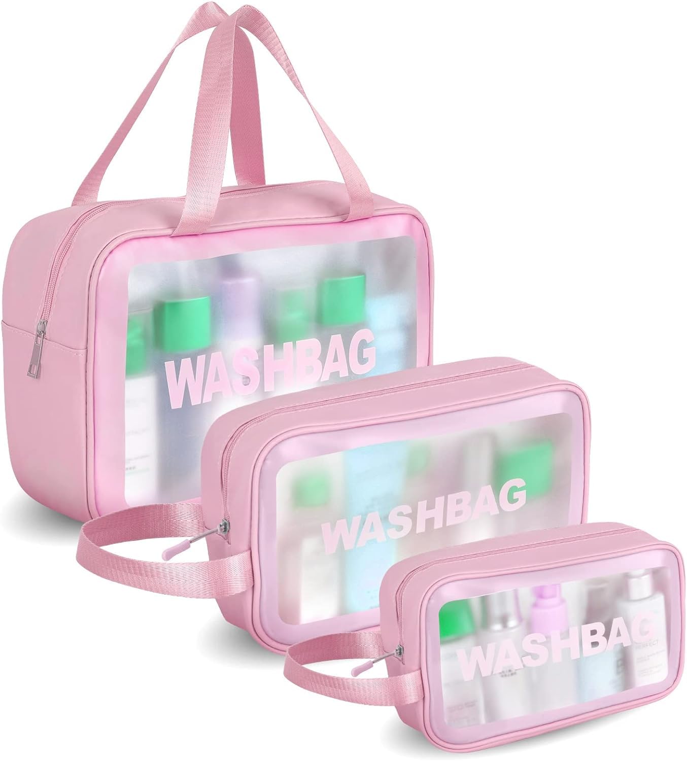 طقم 3 حقائب مكياج فلامر – وردي، أنيق وعملي