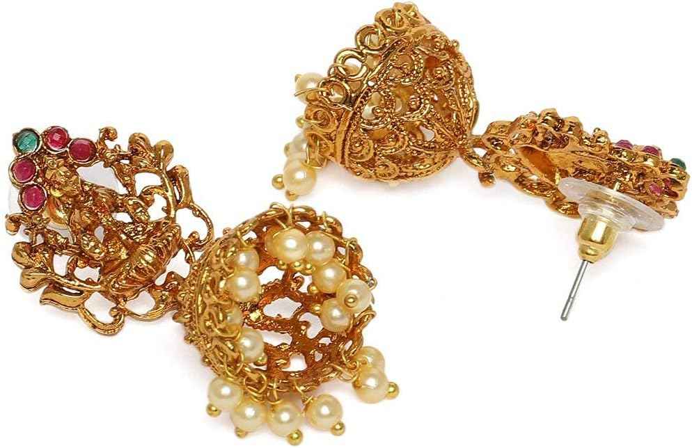 ZAVERI PEARLS Antique Gold Tone Bridal Collection Long Temple Neckla - Safqqa Egypt