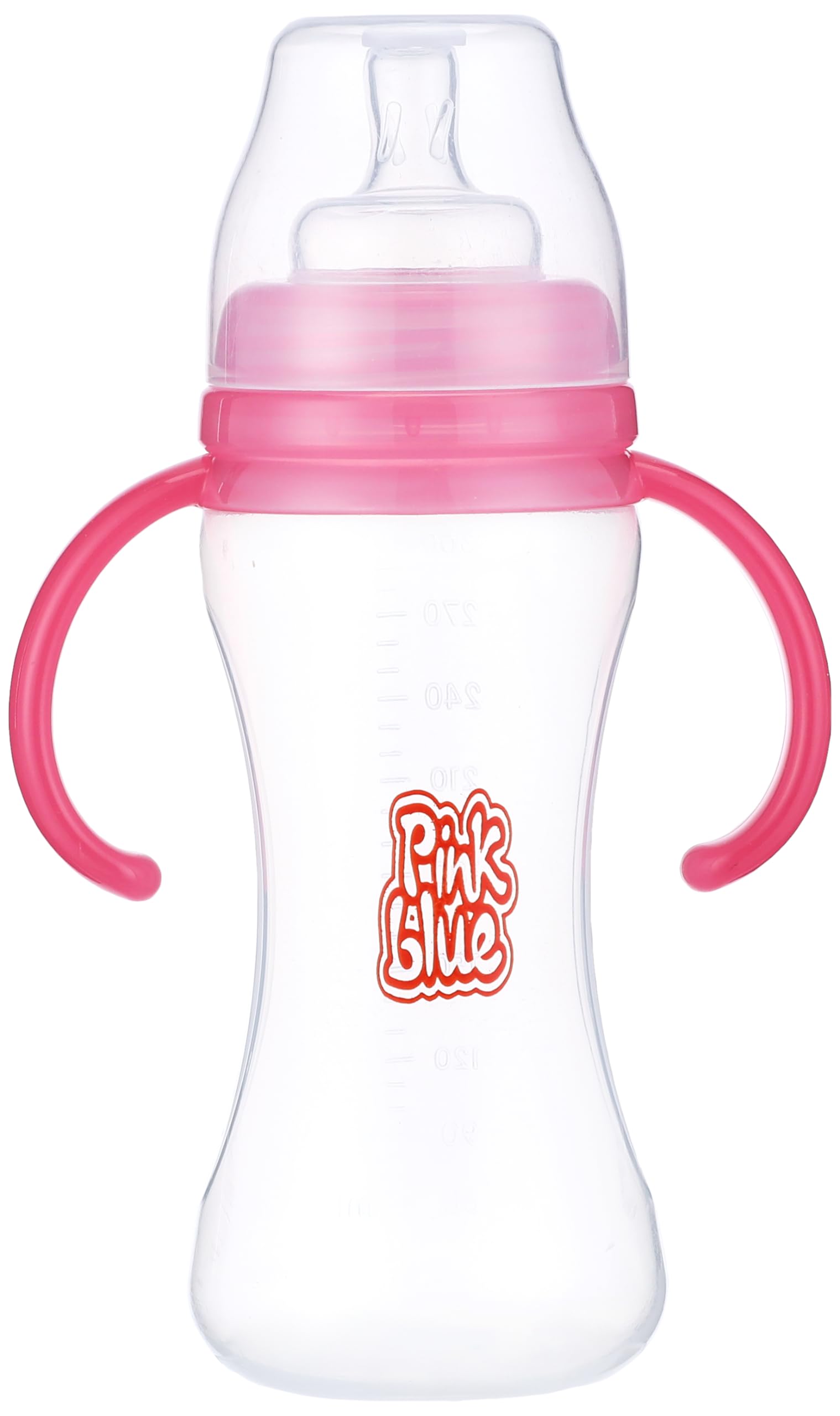 Pink & Blue Premiem Feeding Bottle White Nick With Hand • Ergonomic handle for comfortable grip. - Safqqa