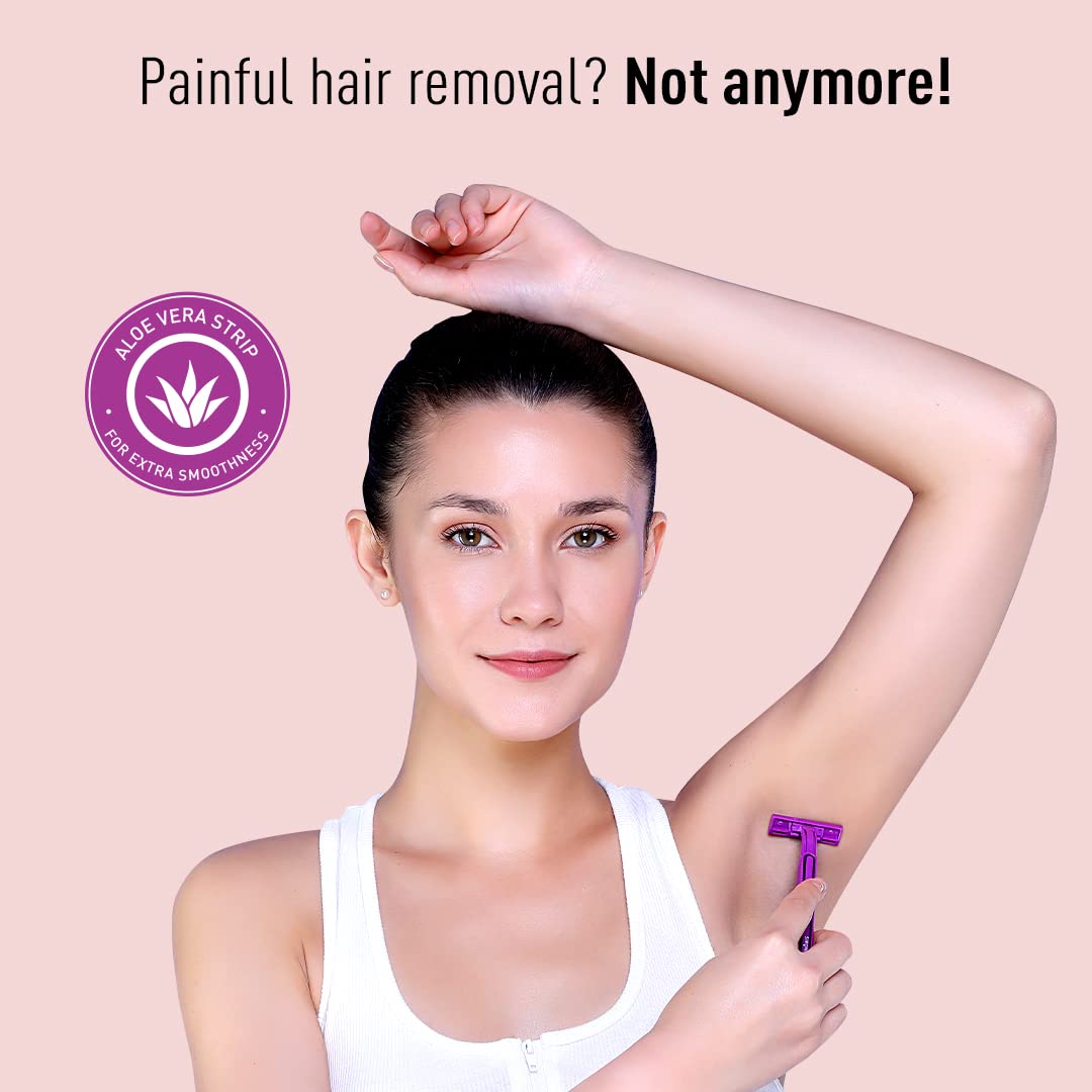Sirona - Pack of 5 - Disposable Hair Removal Razor for Women | Aloe Boost | for Arms, Legs & Bikini Line | 2 Blade Shaving Razor